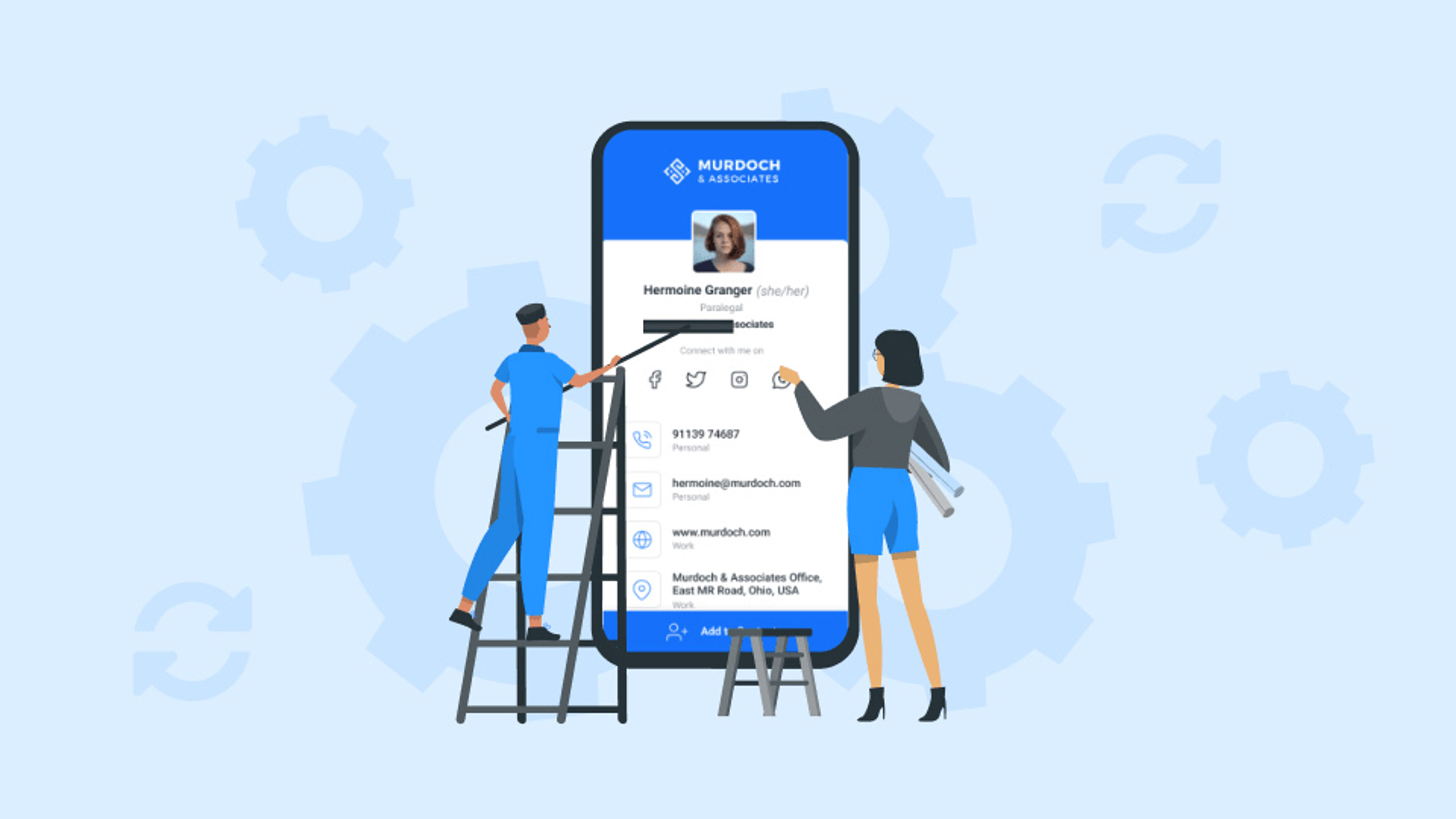 Updating a digital business card as and when required