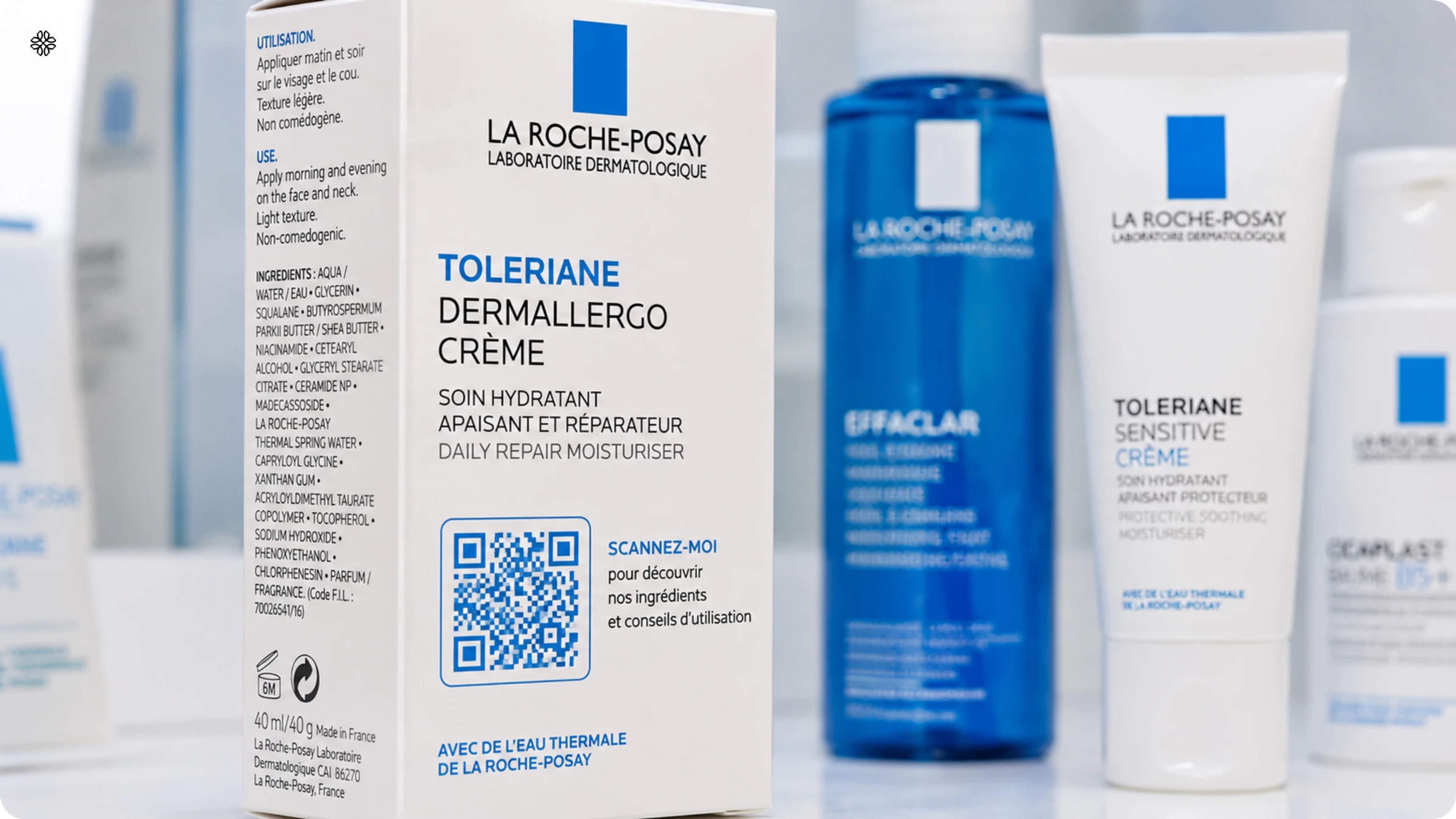 La Roche-Posay product packaging with colored QR Codes