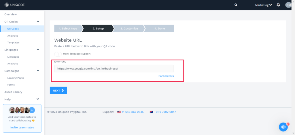 insert the URL of the Google business profile