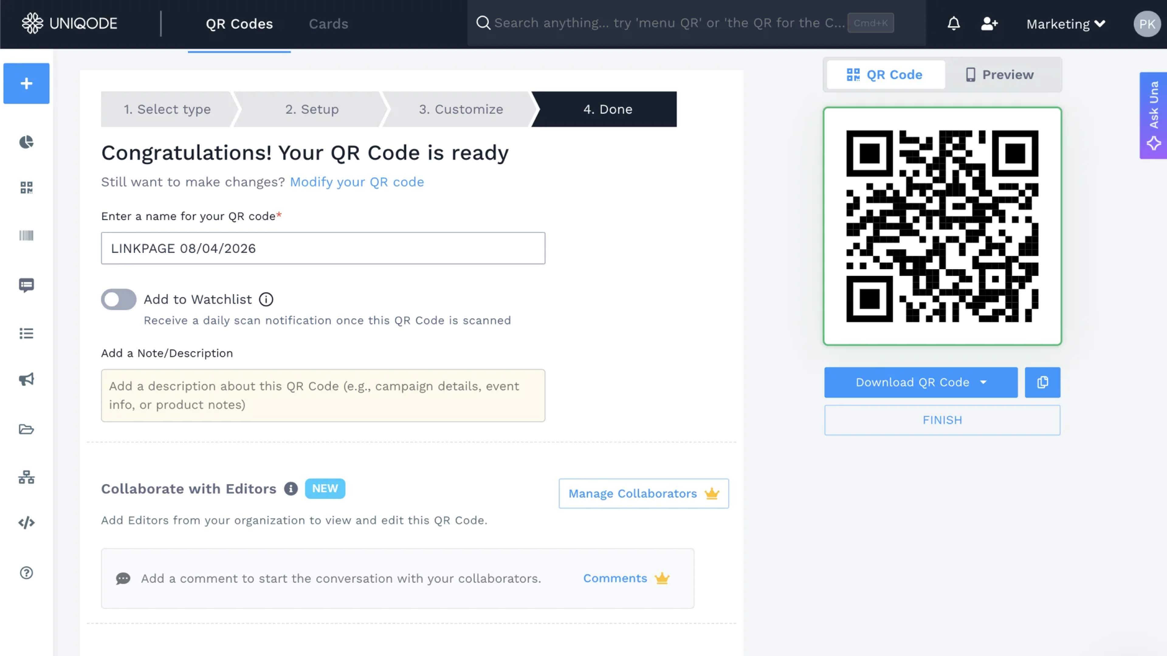 test and download QR code