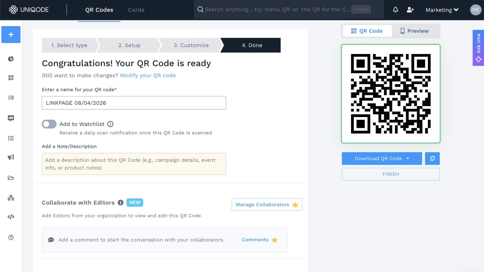 test and download QR code