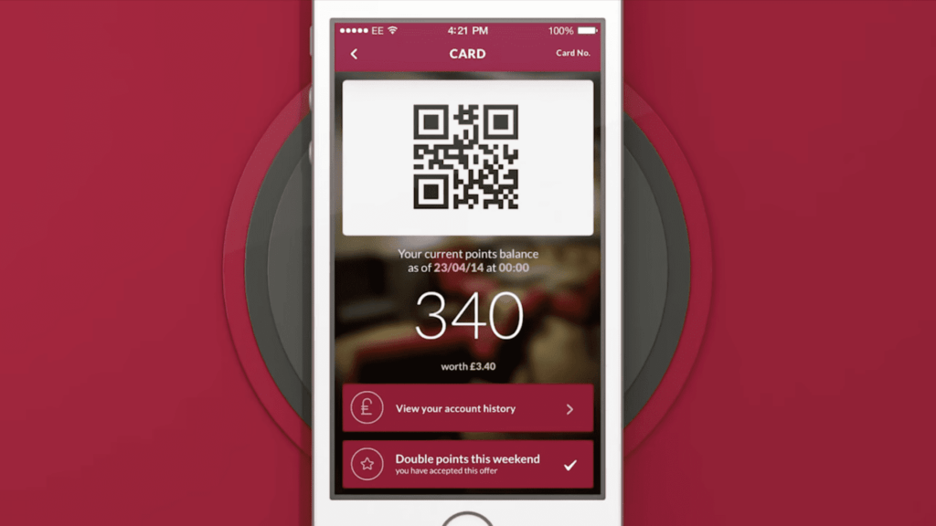 Coffee chain Costa uses QR Codes within its app to allow customers to collect points