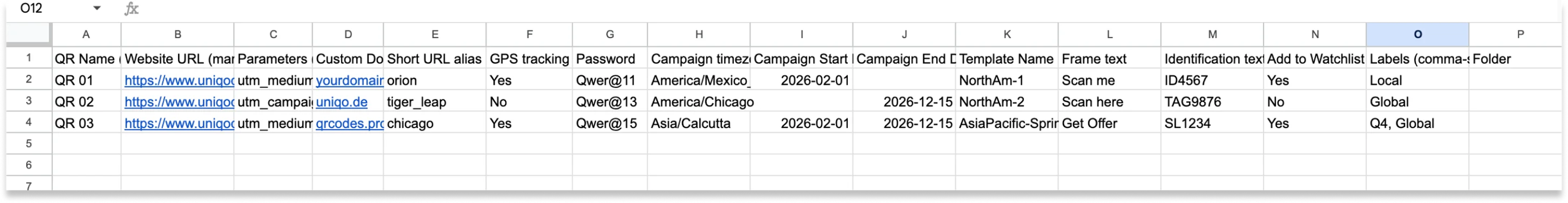 fill in data