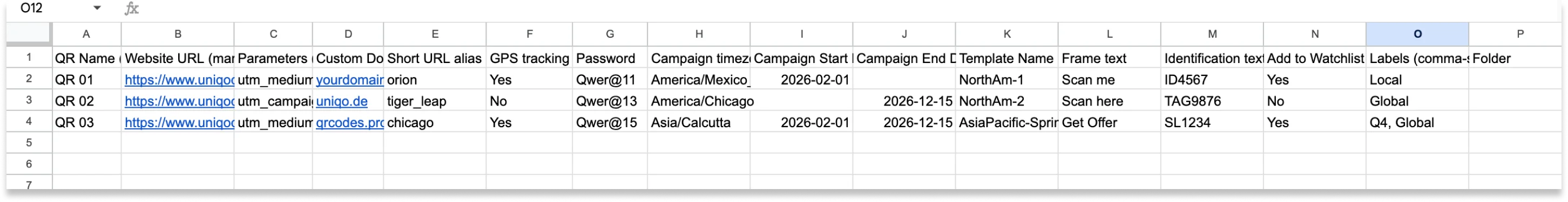 fill in data