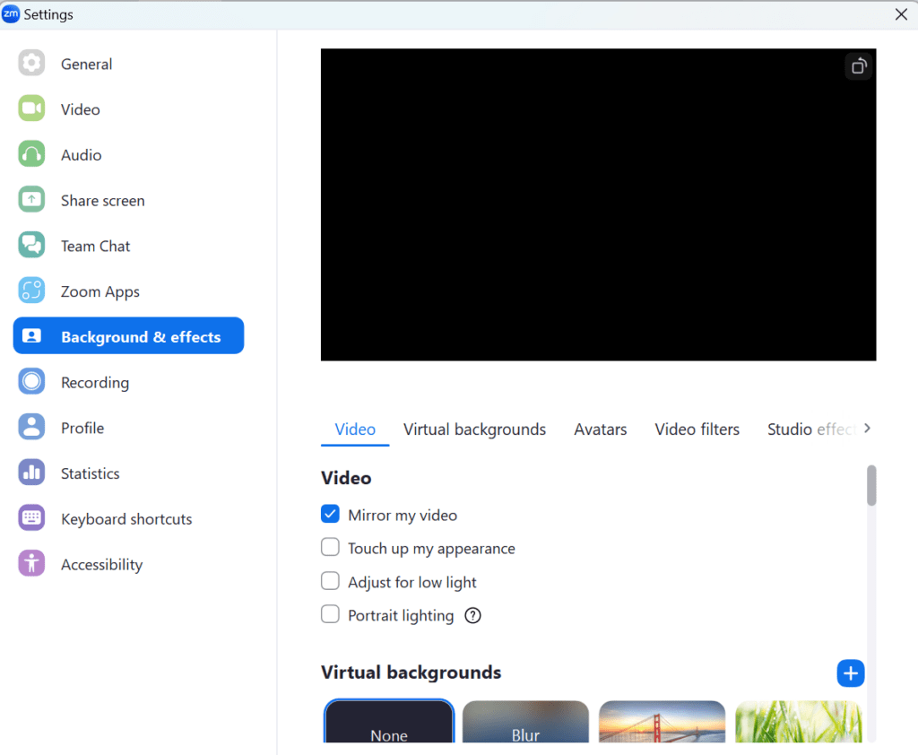 Select the background on Zoom