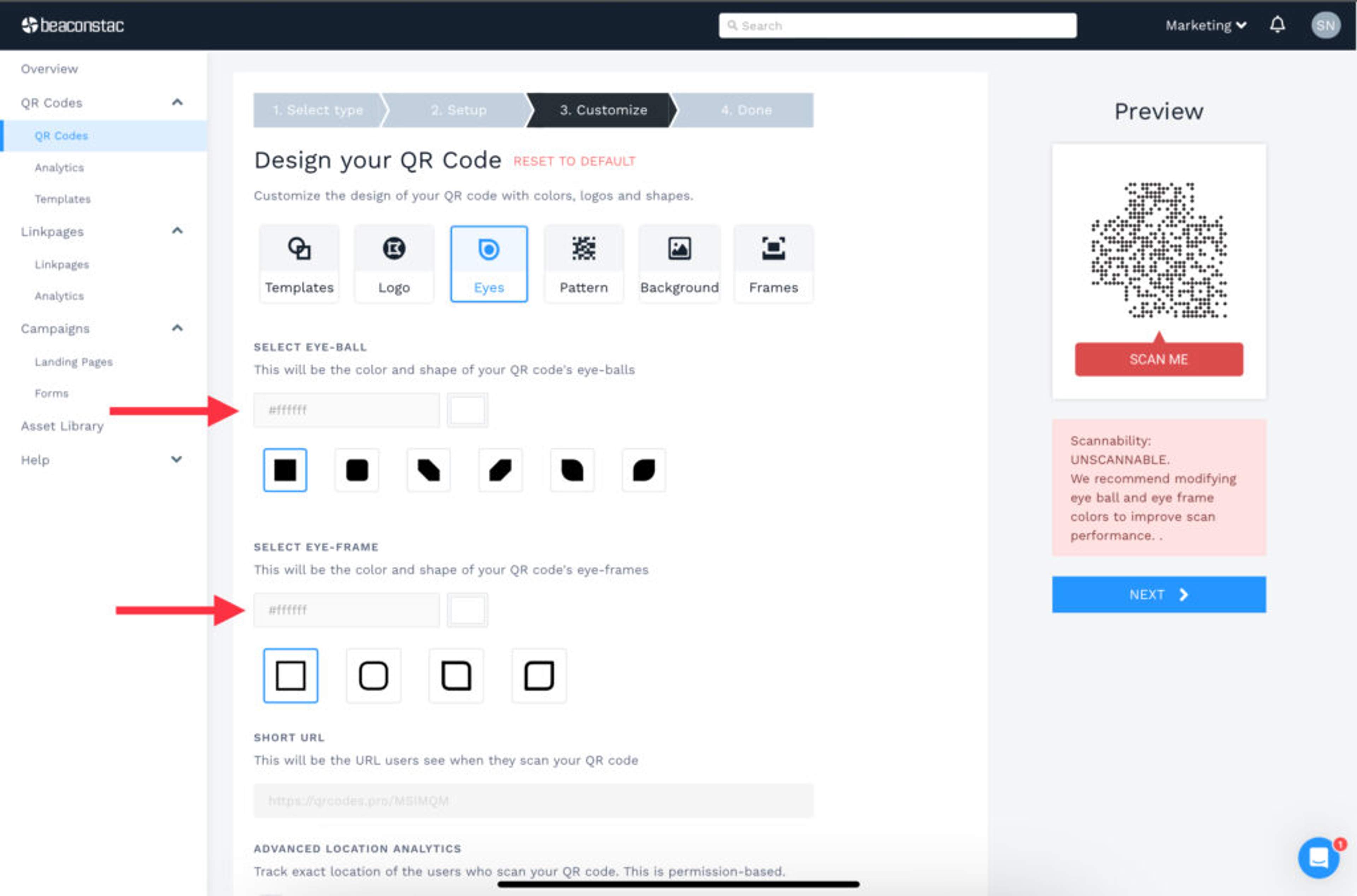 Customize the white QR Code