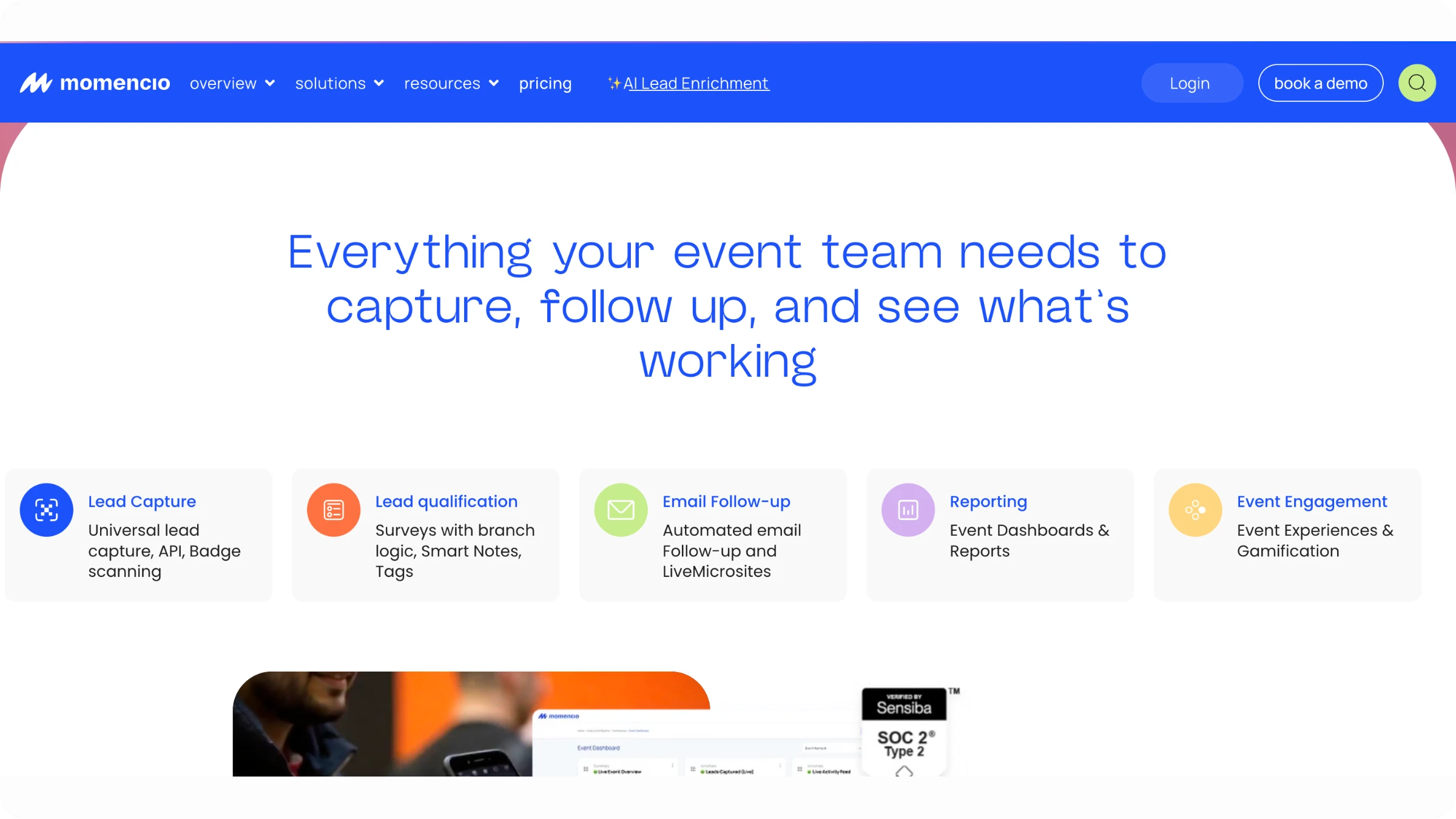 Momecio event lead retrieval