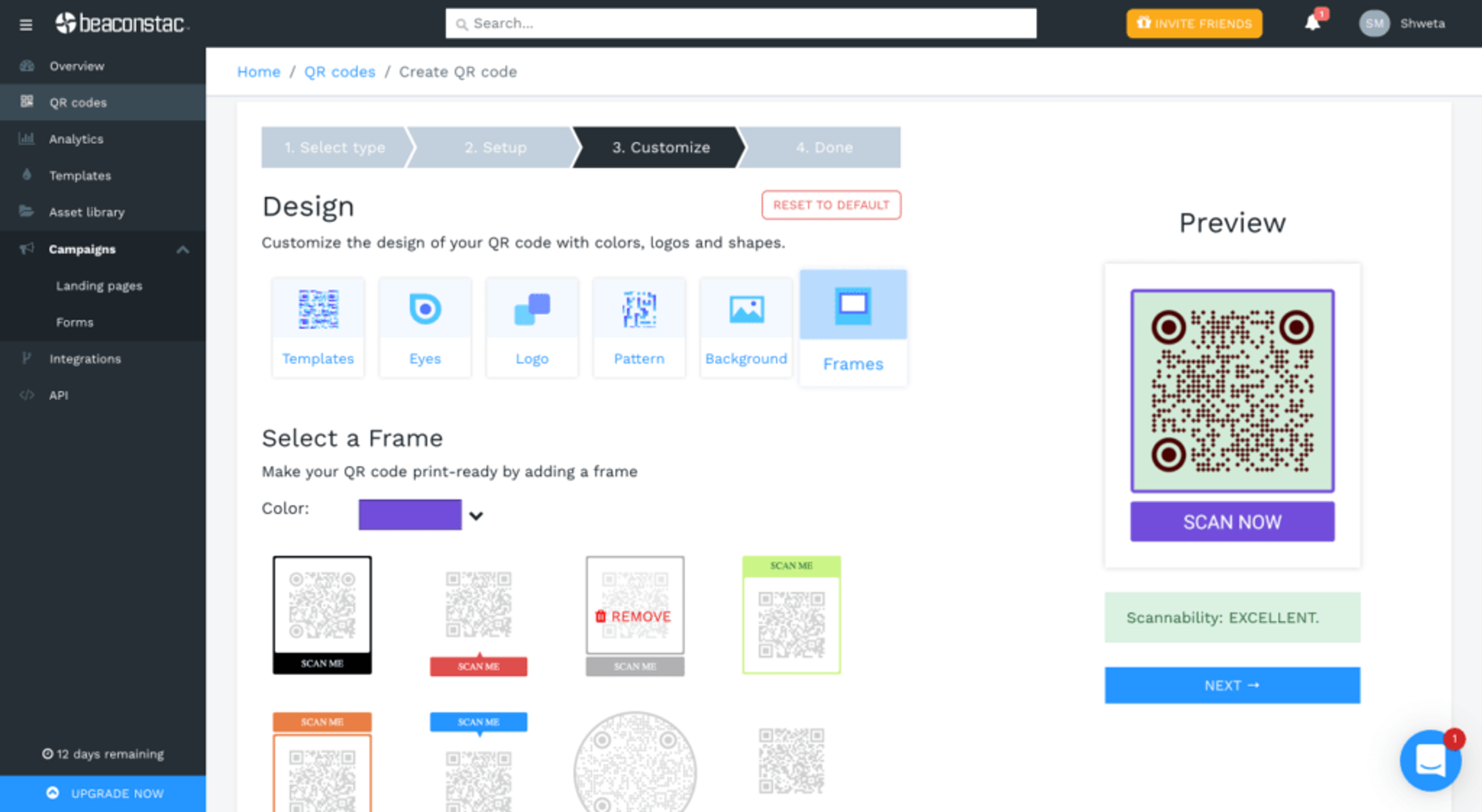 Customize your landing page QR Code