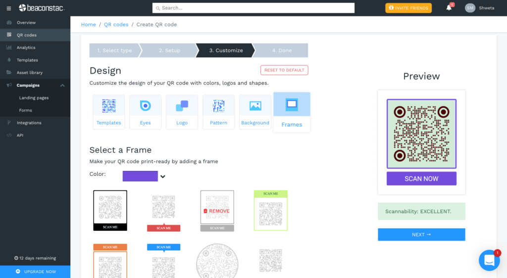 Customize your landing page QR Code