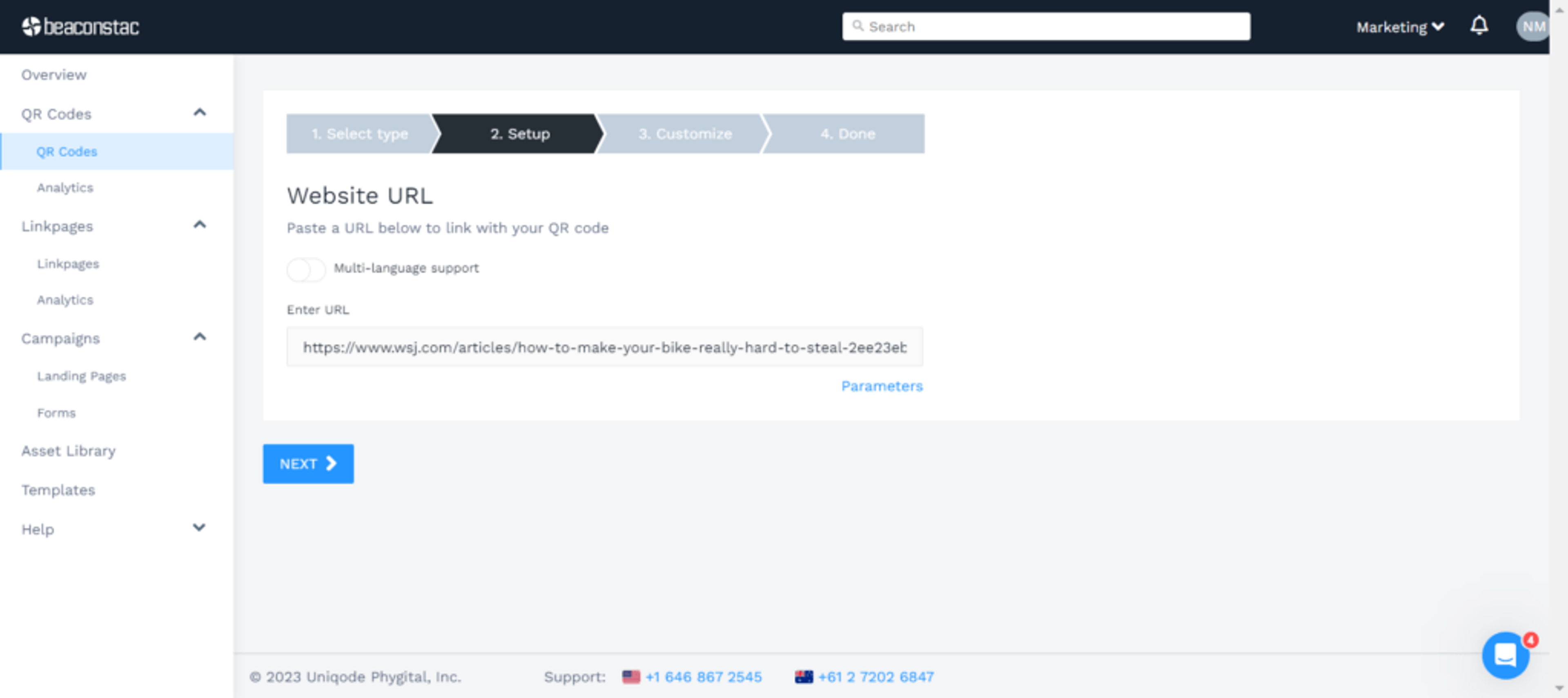 Upload the URL to create a Google Chrome QR Code on Uniqode