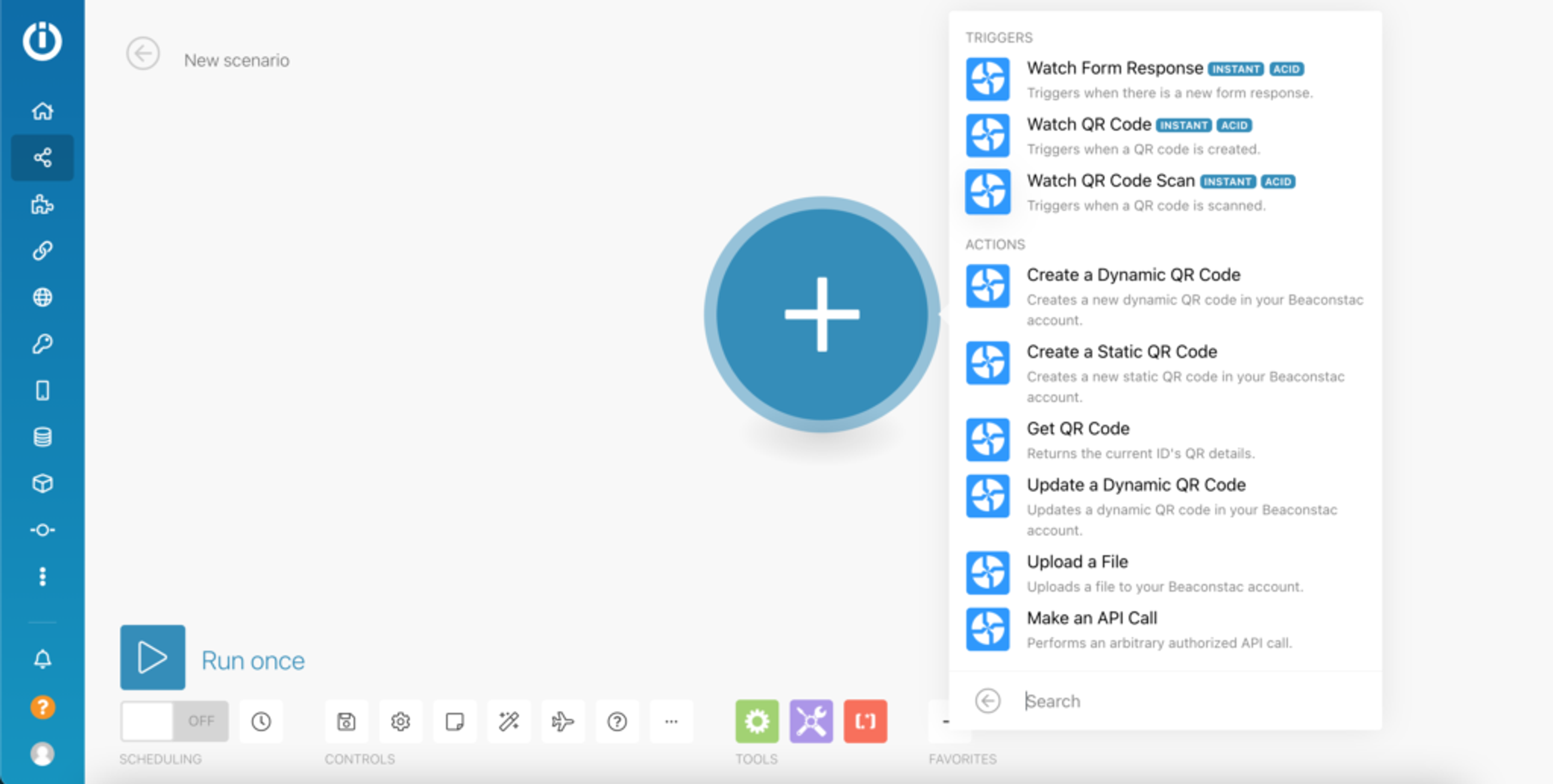 Set Integromat trigger event as Watch QR Code scan