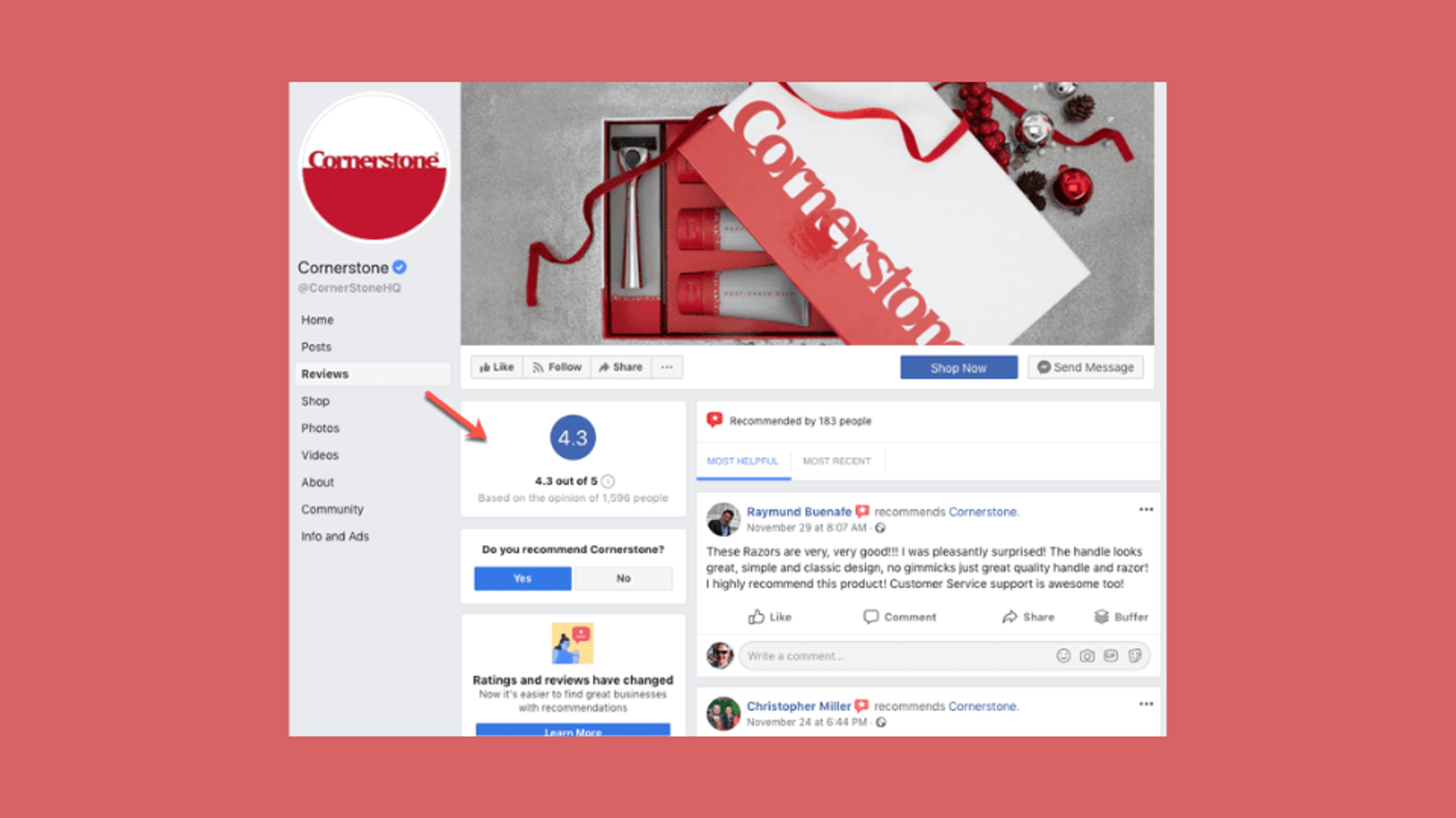 Request reviews for social media channels