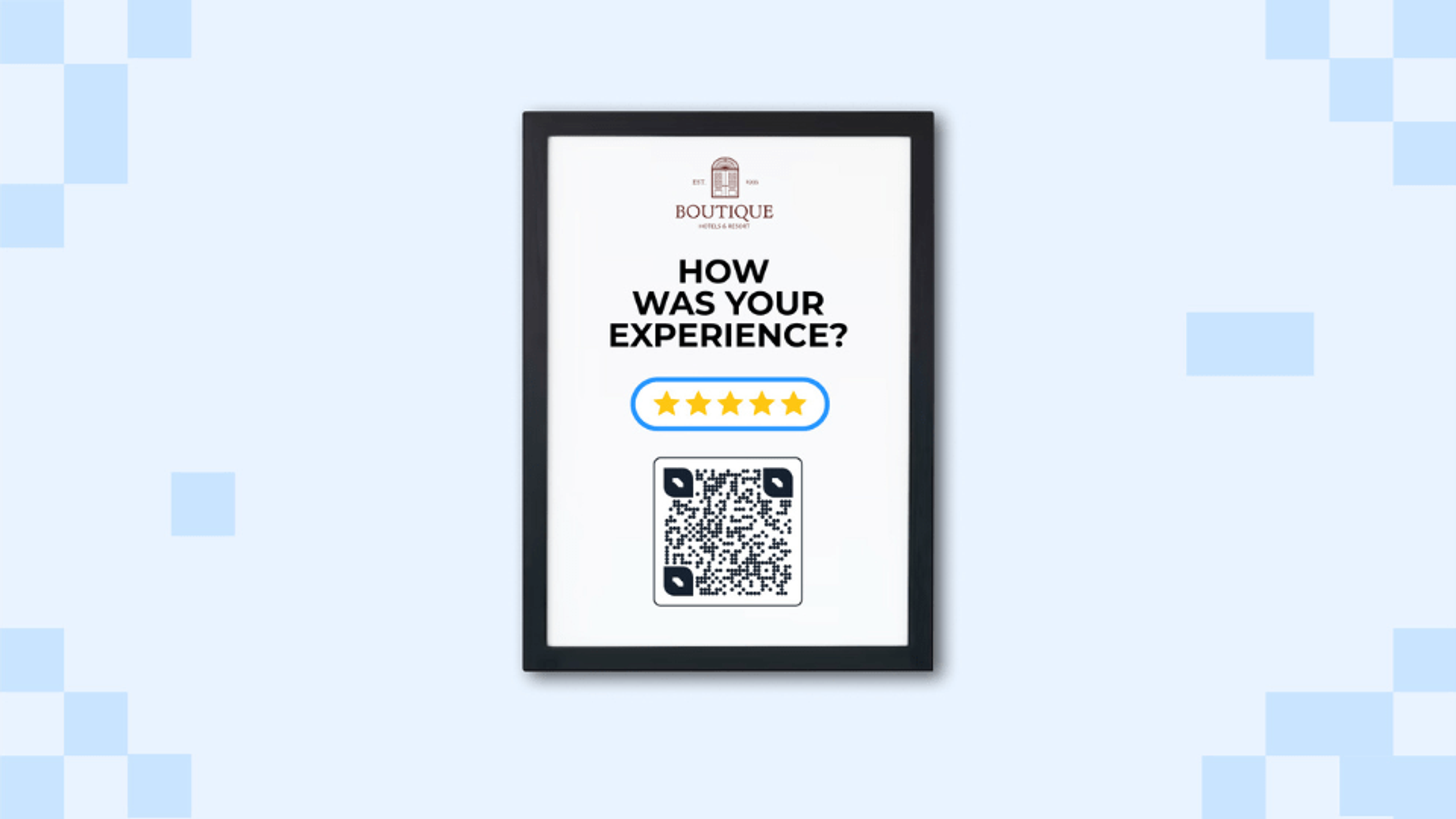 QR Codes for hotels at reception desks to collect feedback