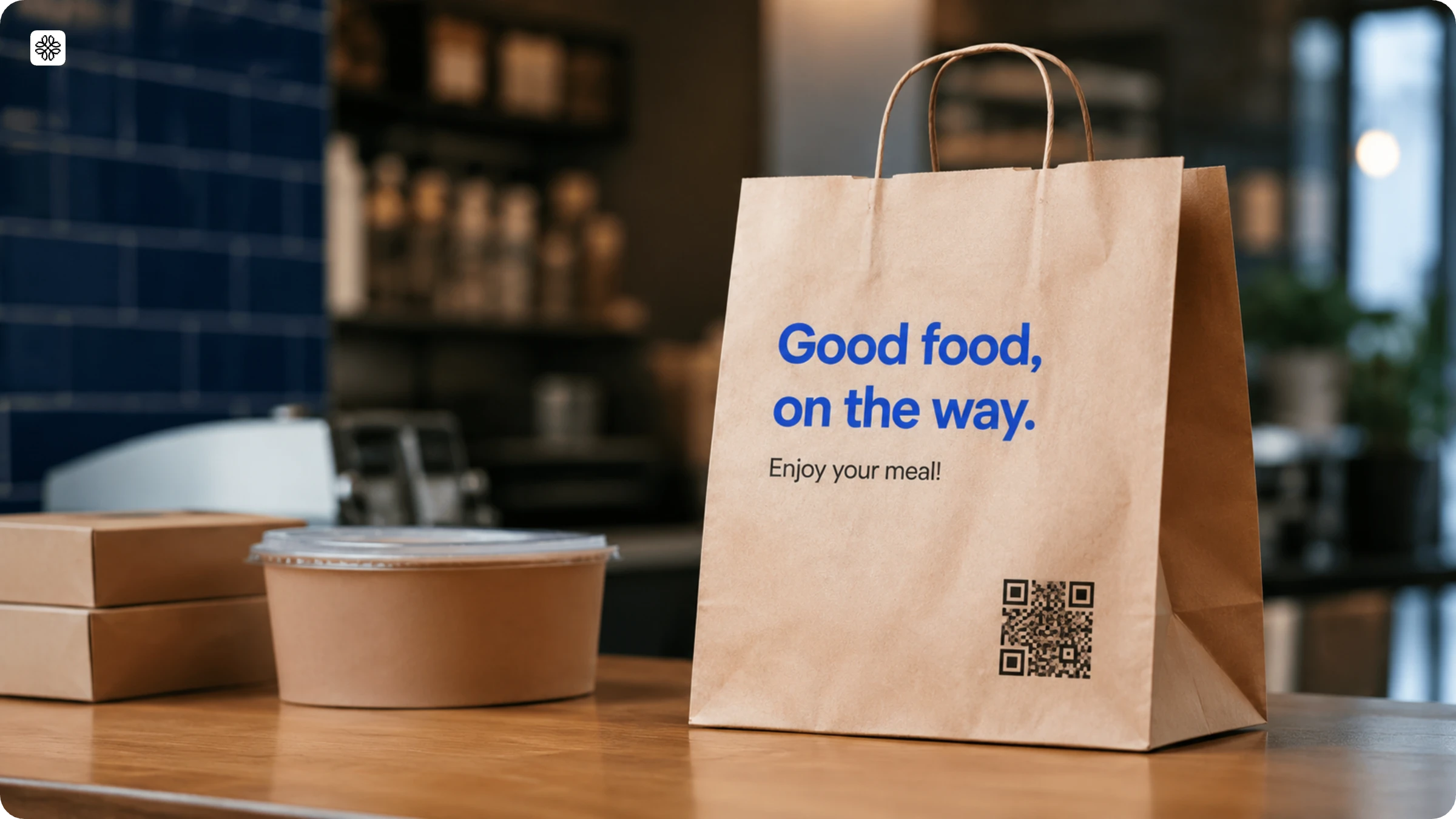 Menu QR Code on food delivery bag