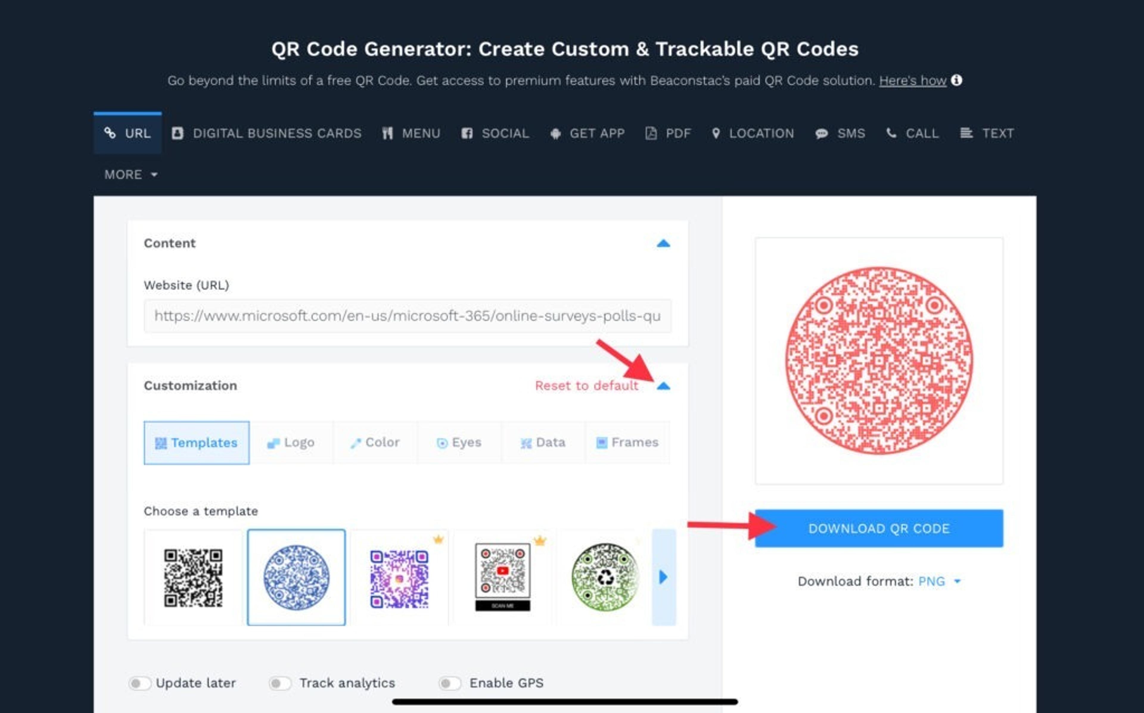 Customize your free QR Code for print