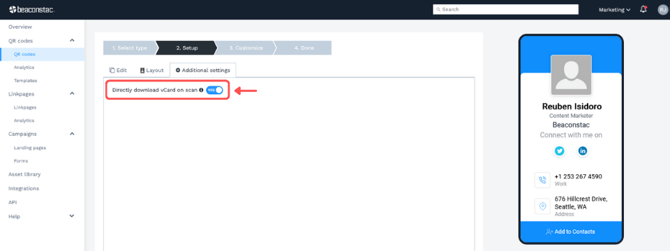 toggle on directly download under additional settings