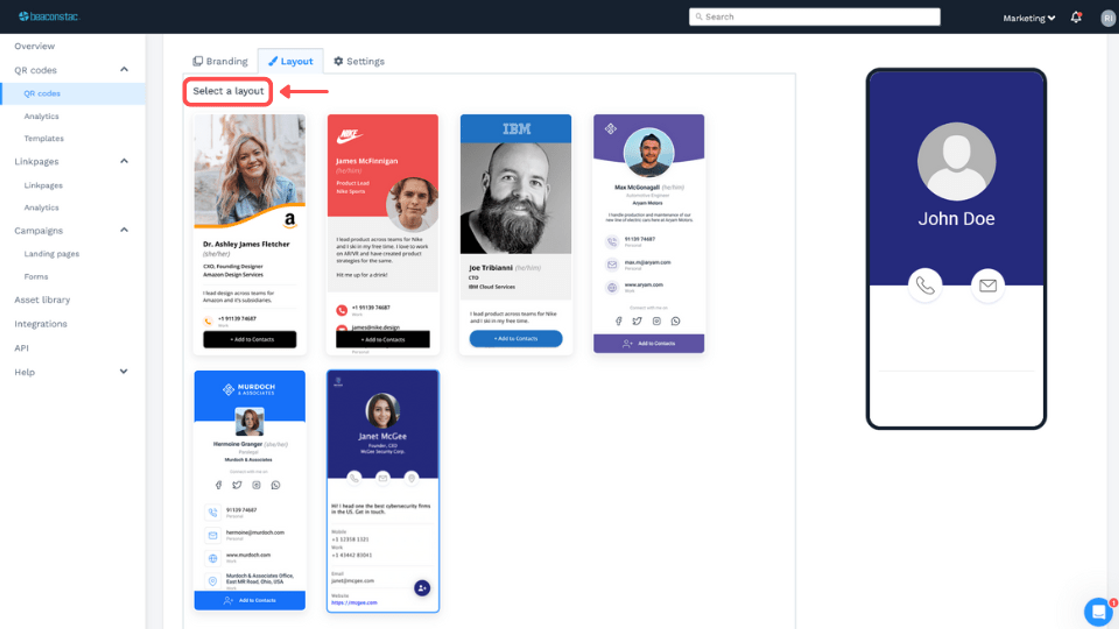 choose your preferred card layout