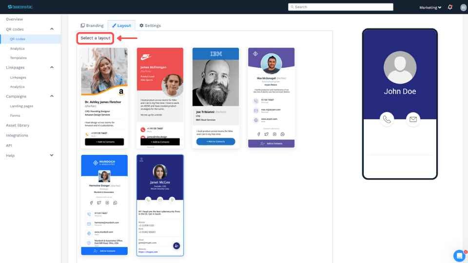 choose your preferred card layout