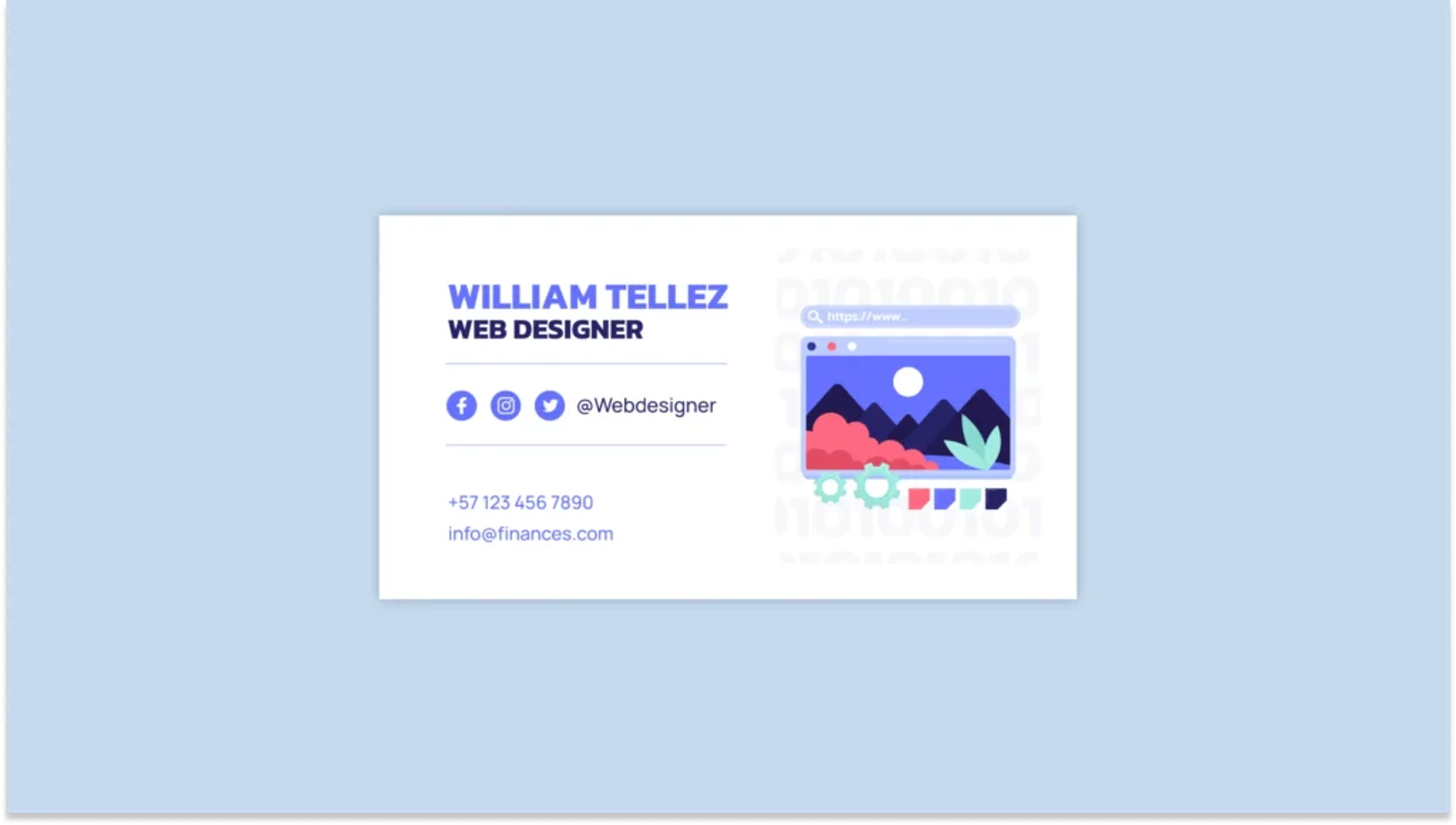 Social media information on a business card