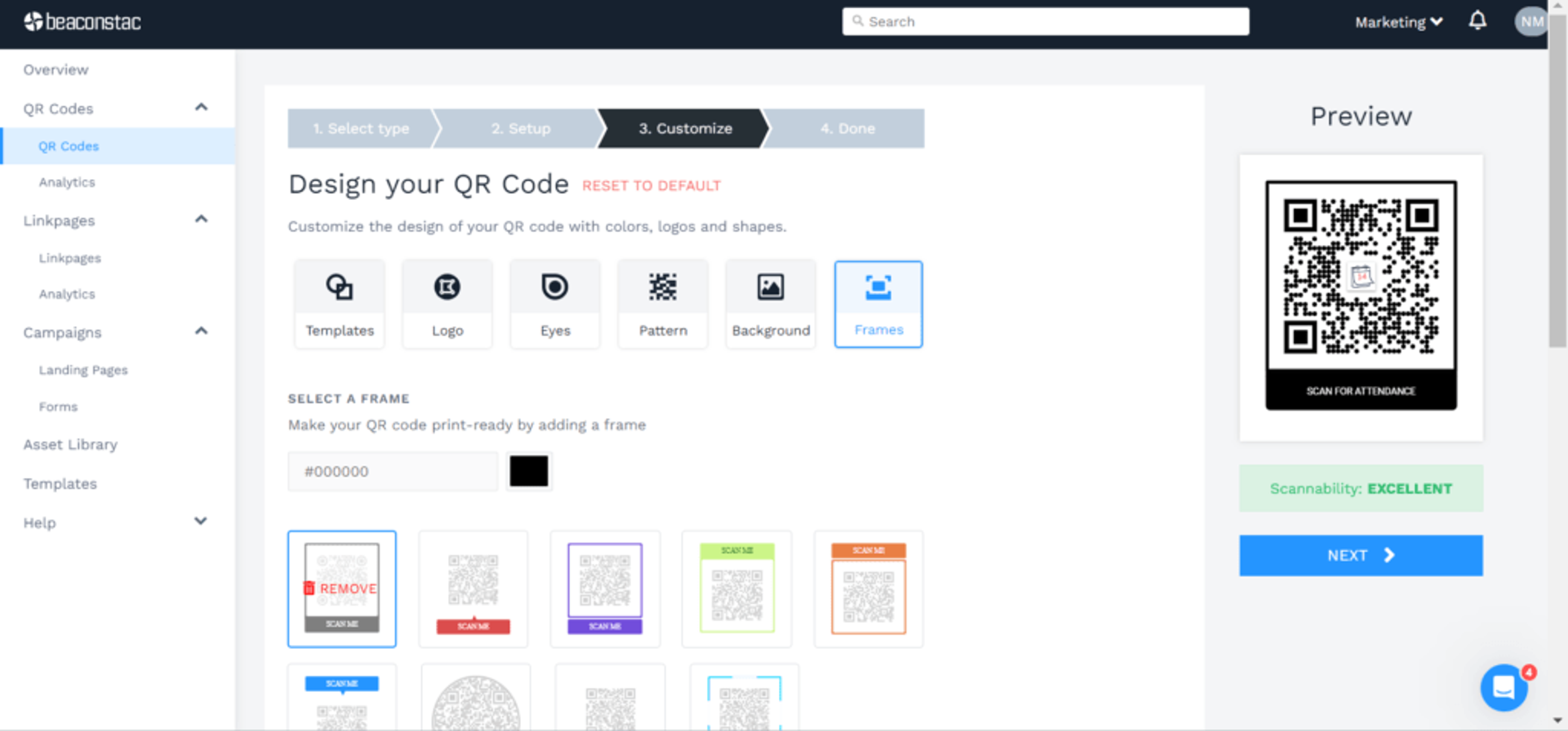 dashboard attendance qr codes