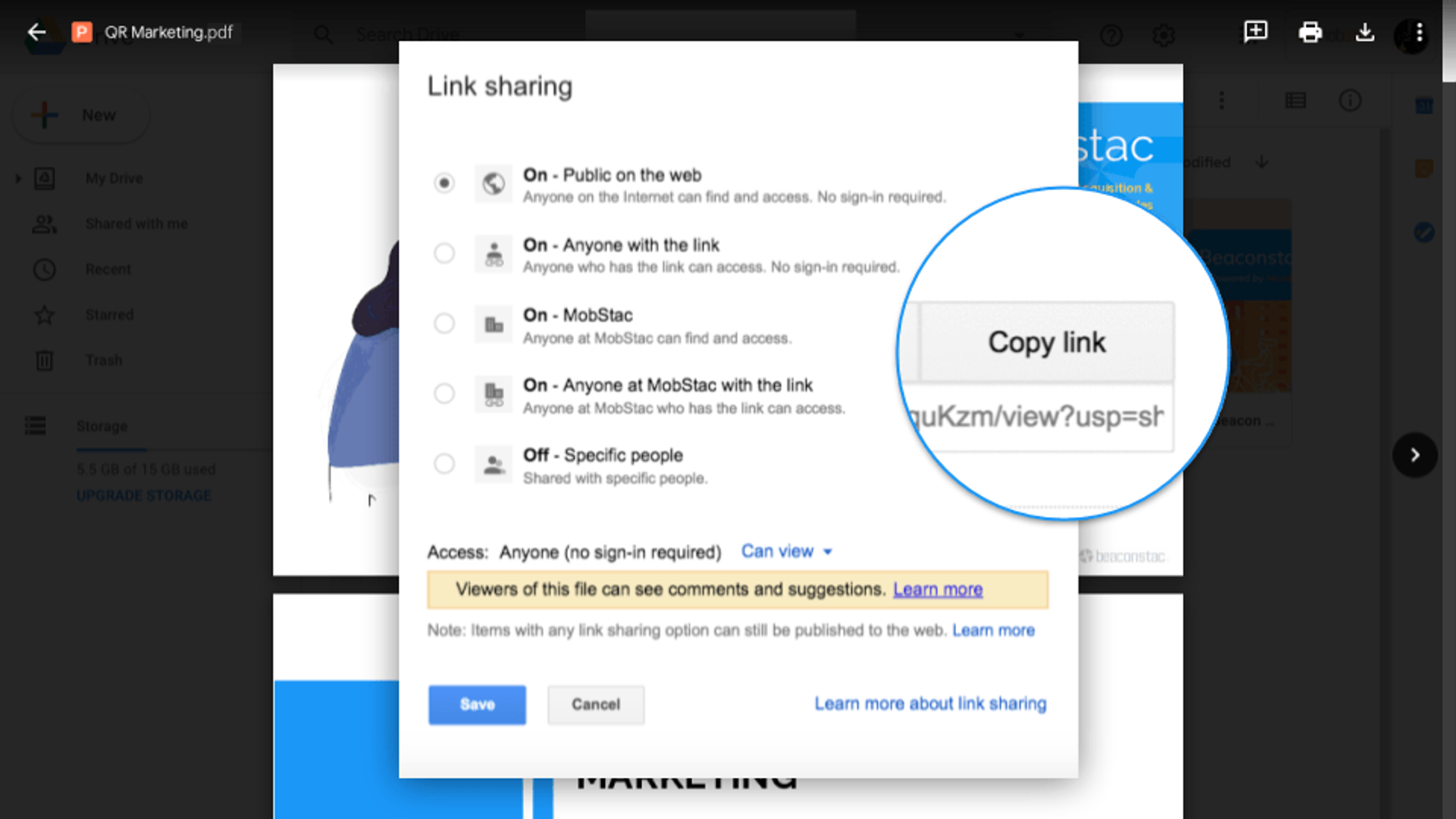 Copy the shareable link