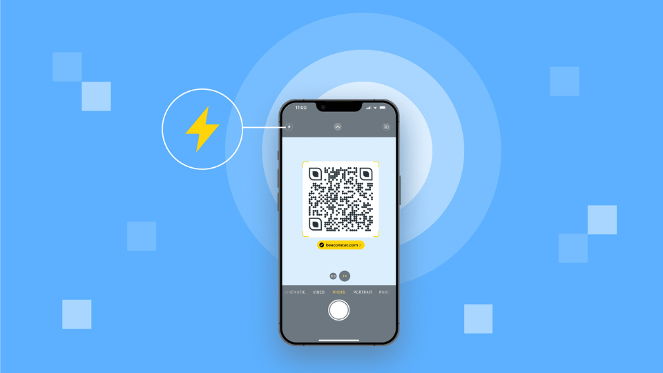 Flashlight option on QR Code scanner via Control Center on iPhone