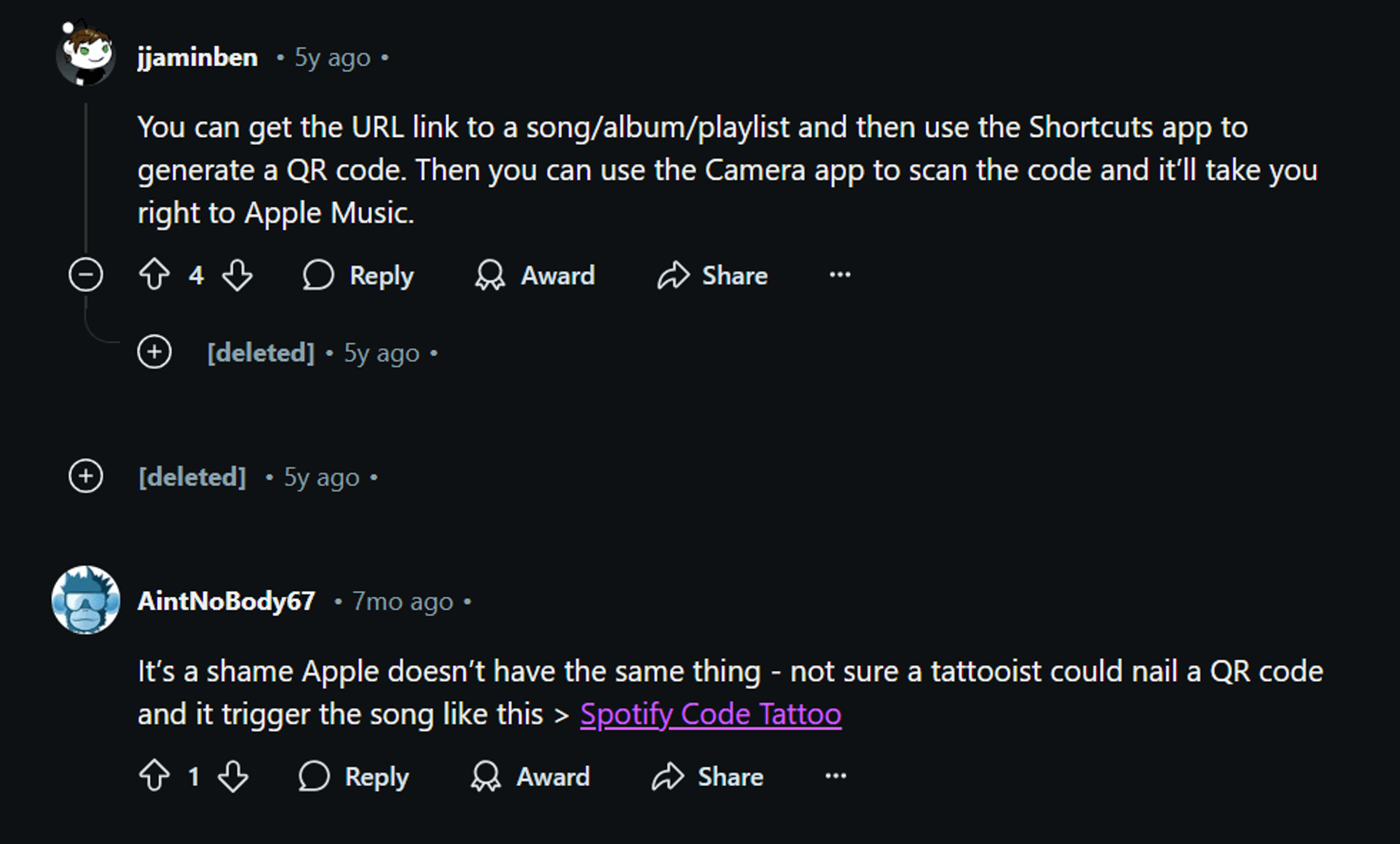 Reddit thread discussion about Playlist QR code