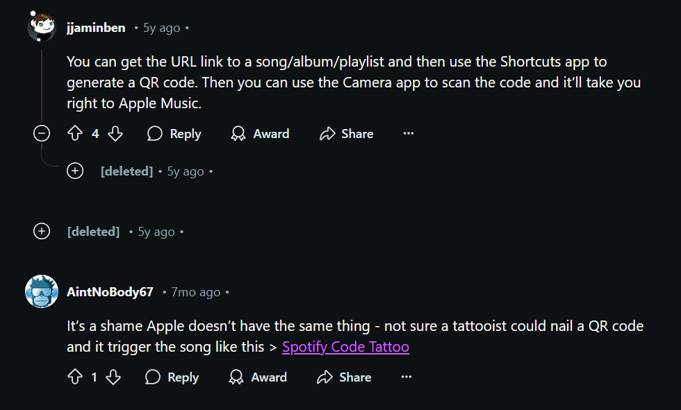 Reddit thread discussion about Playlist QR code