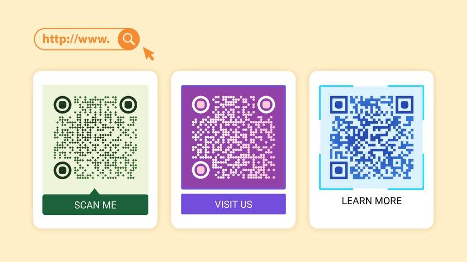 QR Code Generator with text below for a website