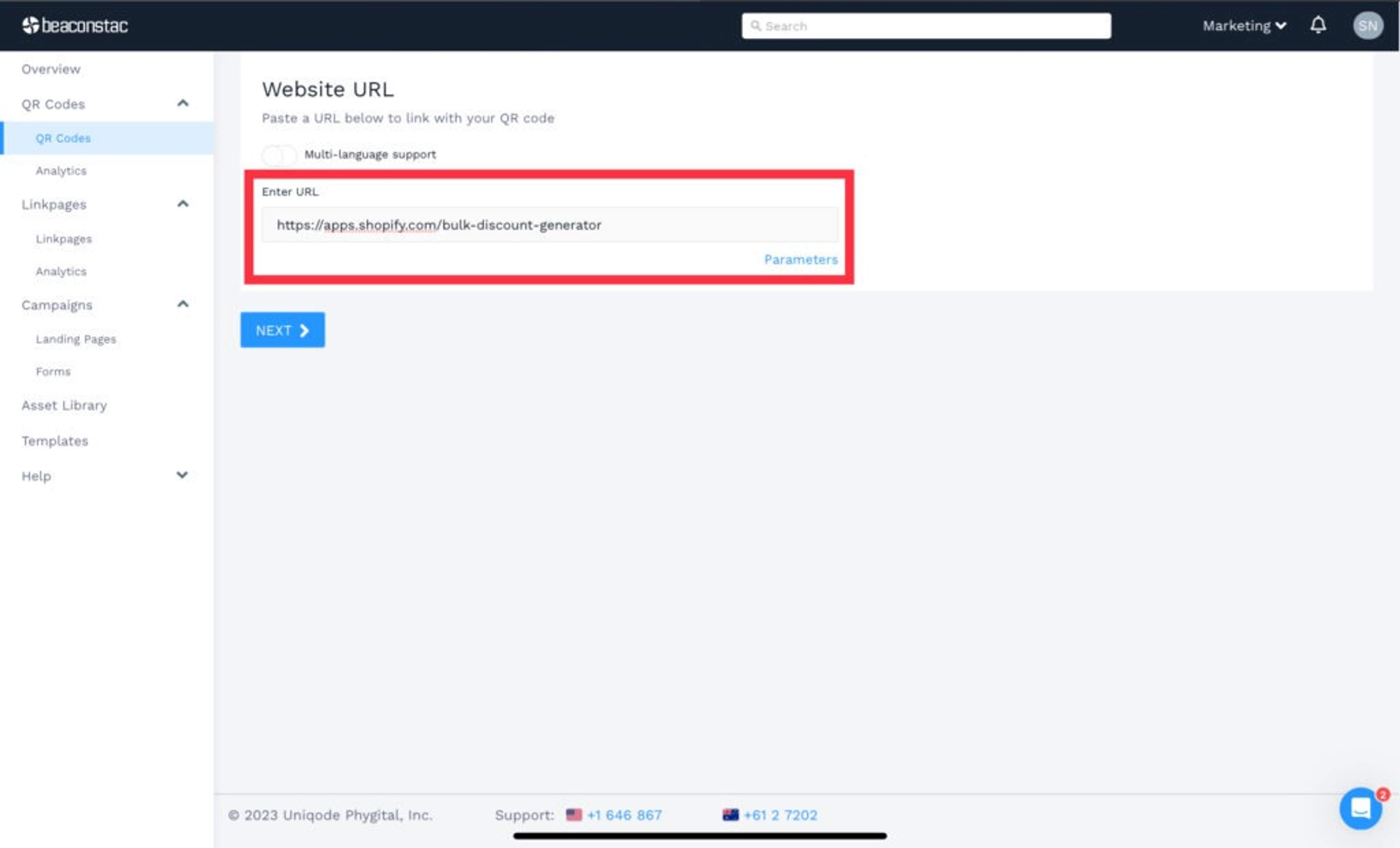 Paste the URL that leads to the coupon content