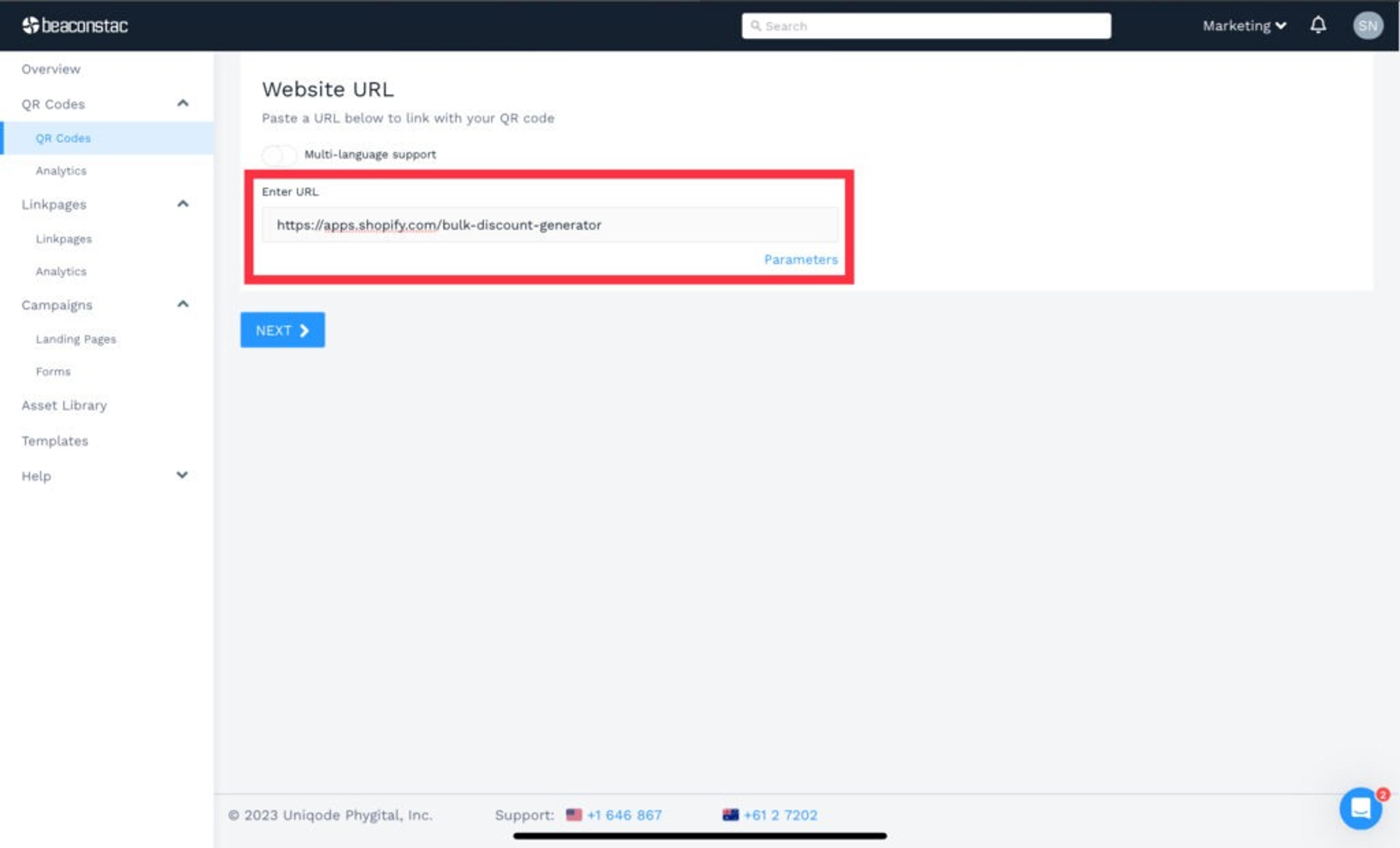 Paste the URL that leads to the coupon content