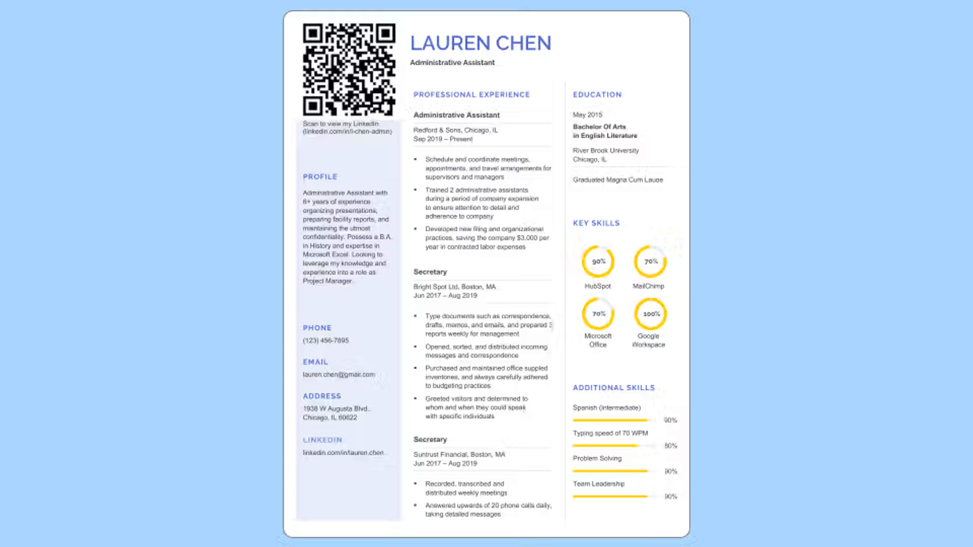 QR Code on a resume