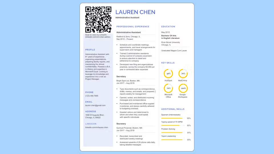 QR Code on a resume