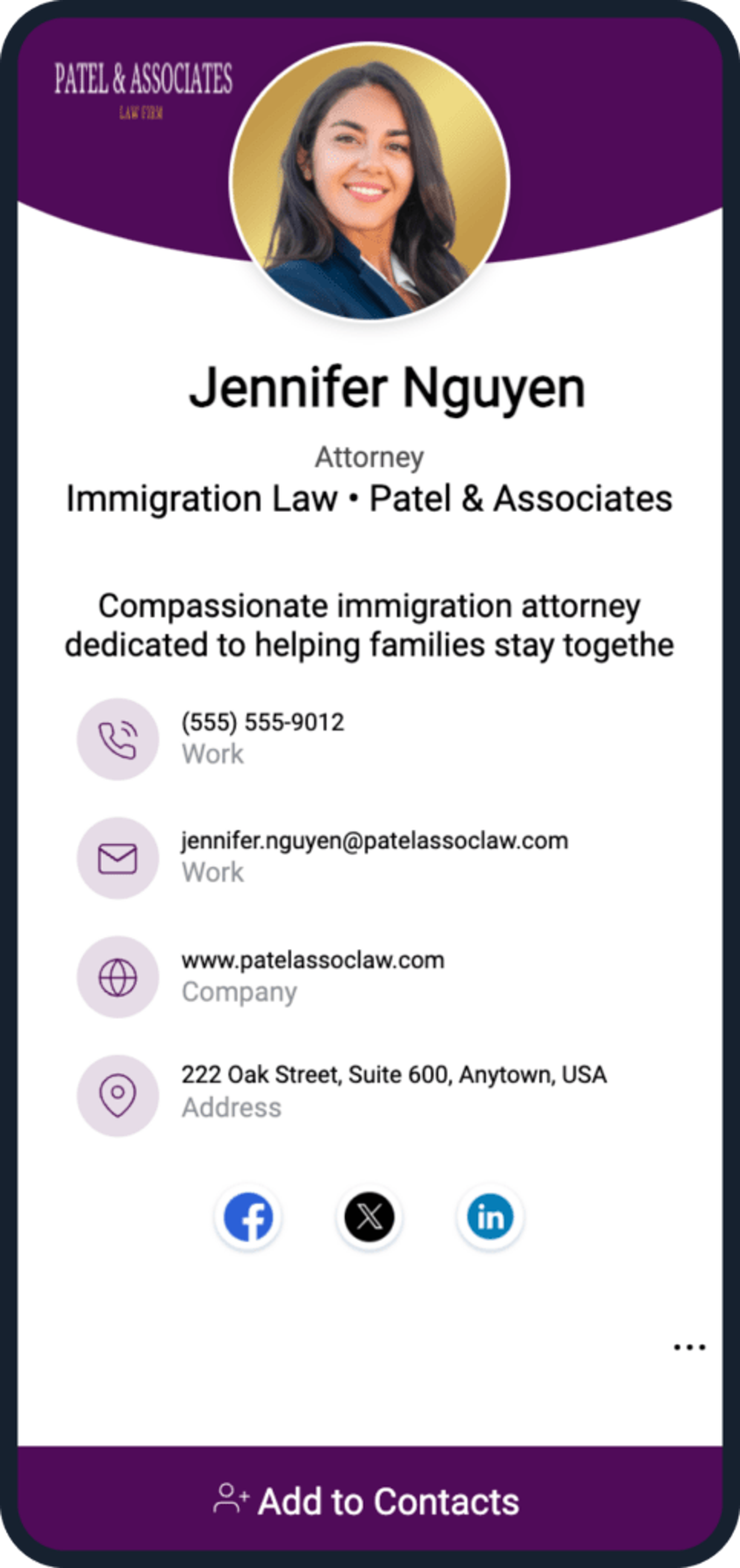 Digital business cards for attorneys template