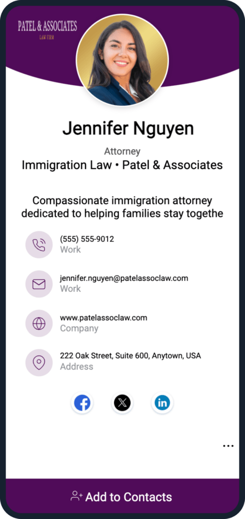 Digital business cards for attorneys template