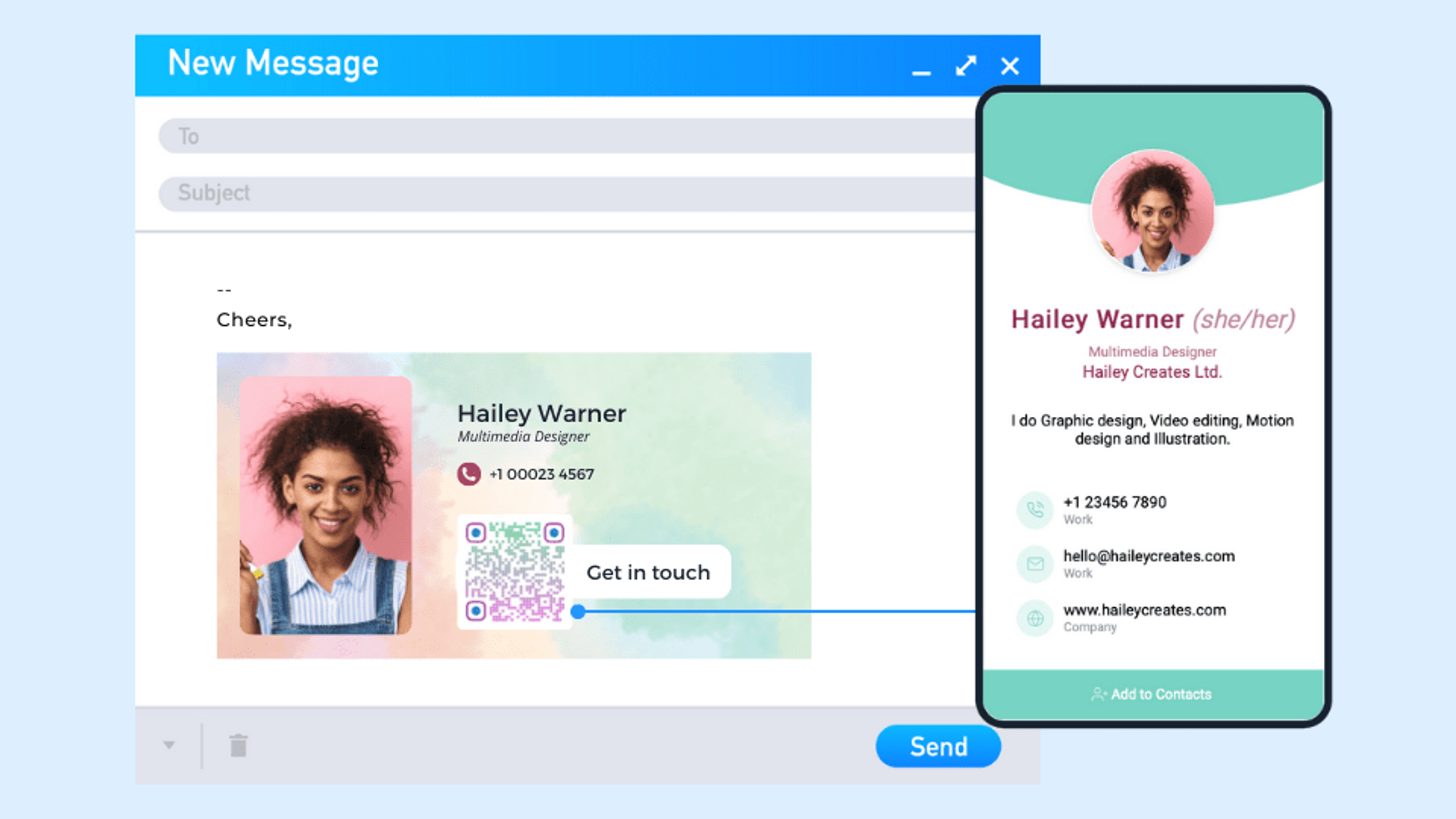 Share a digital business card using QR Code in your email signature