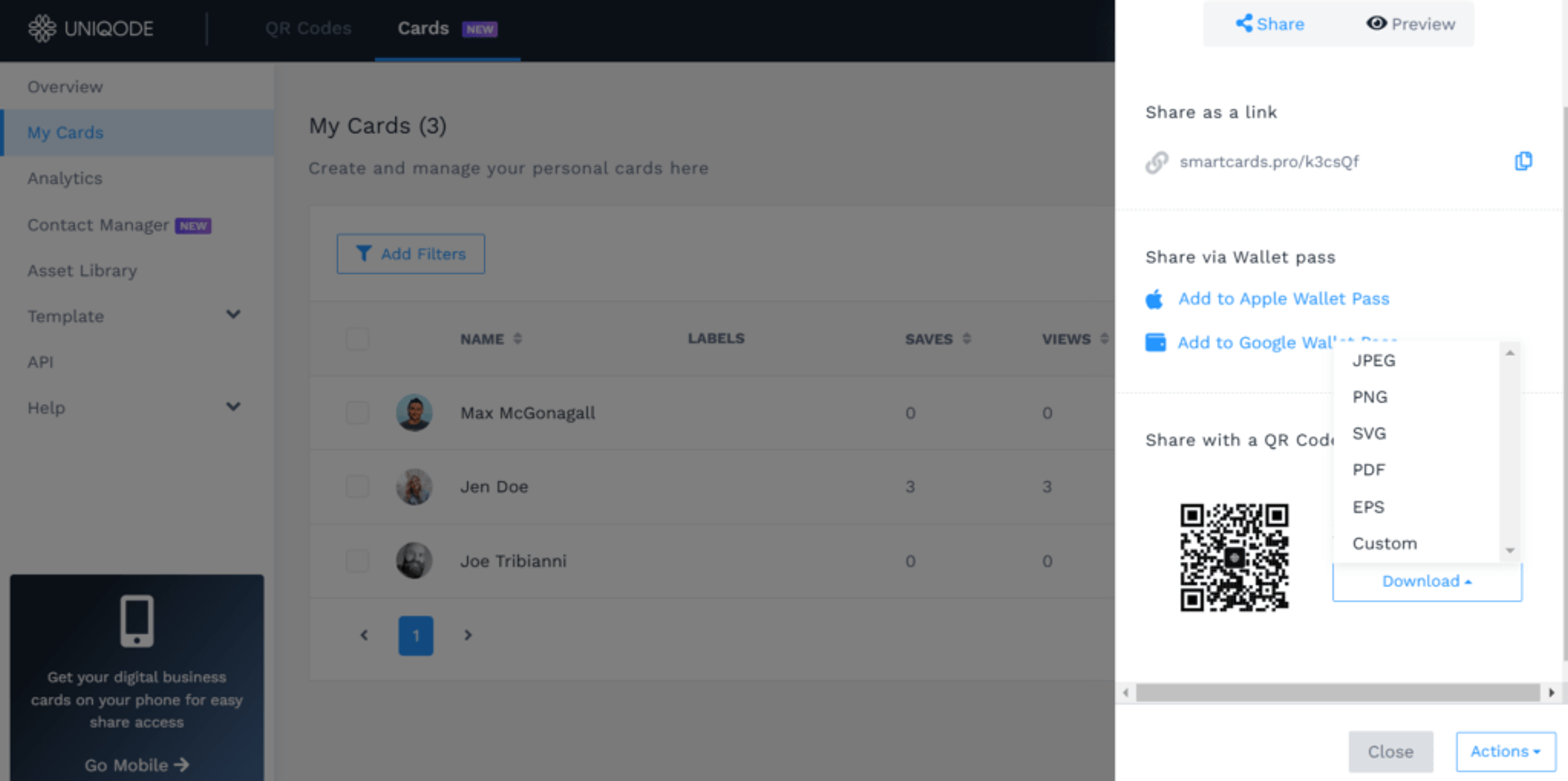 Select the format for your QR Code