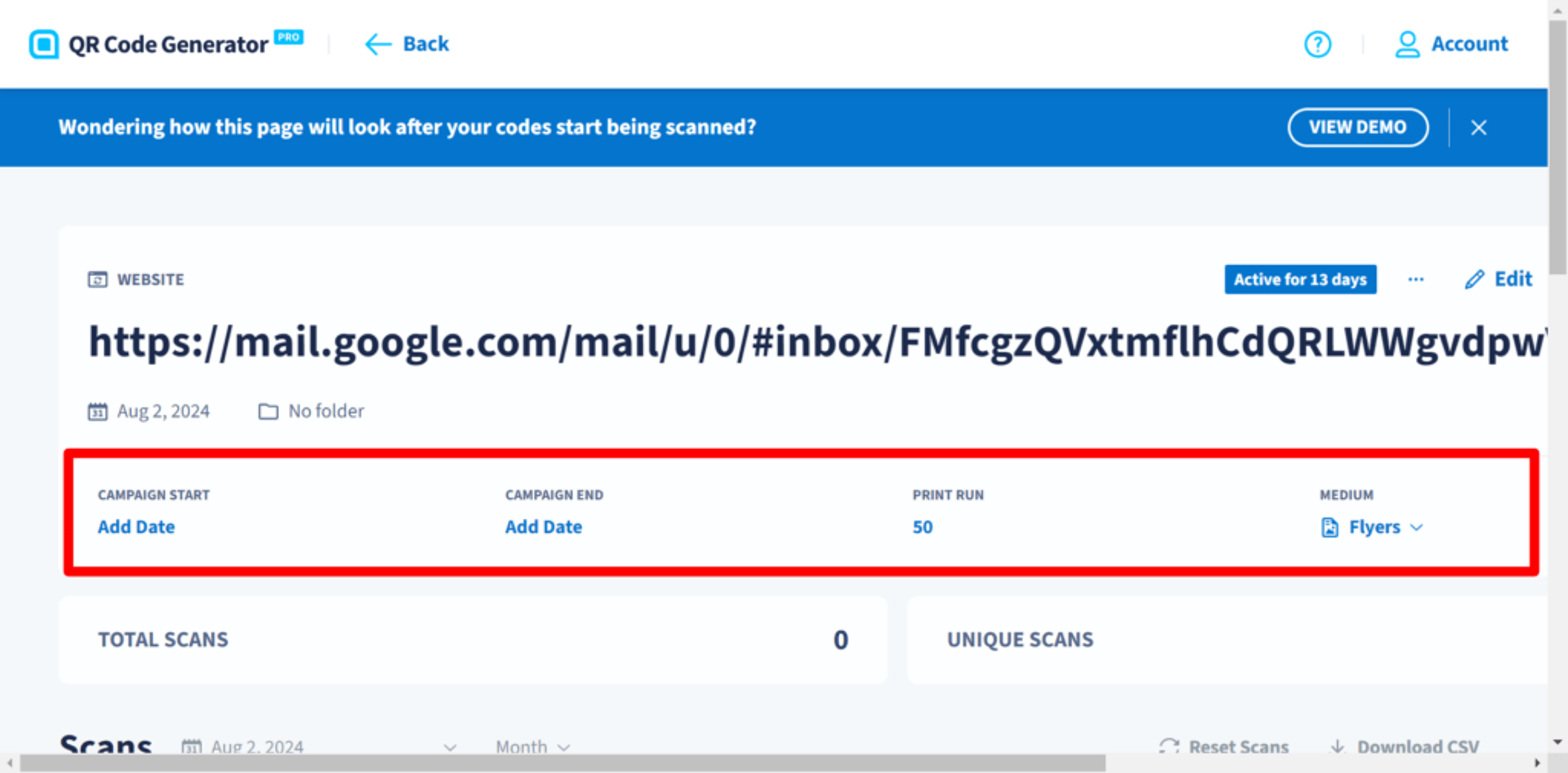 qr code generator pro campaign dashboard