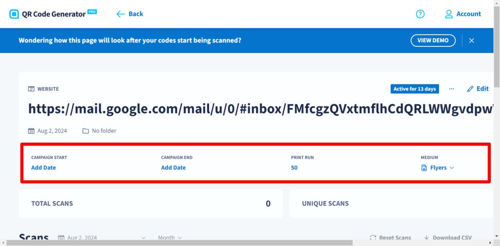 qr code generator pro campaign dashboard