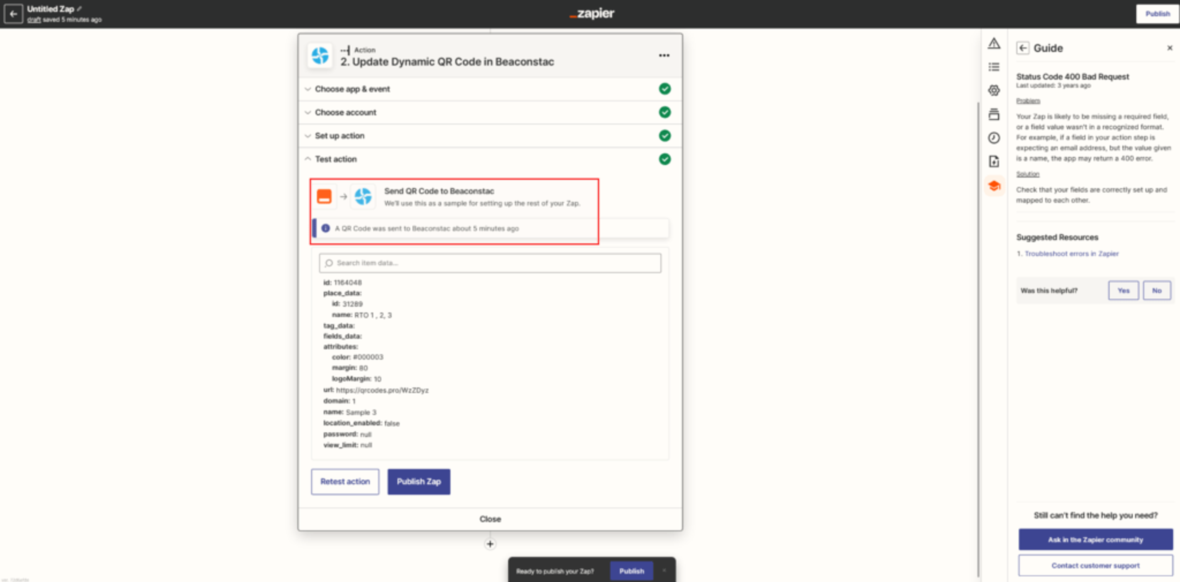 Update a dynamic QR code