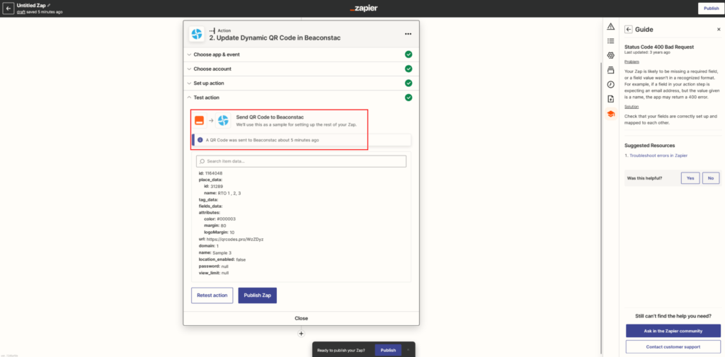 Update a dynamic QR code