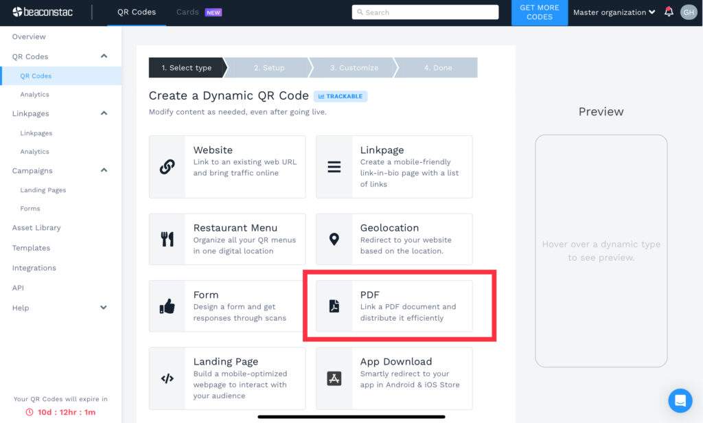 Choose PDF as your campaign