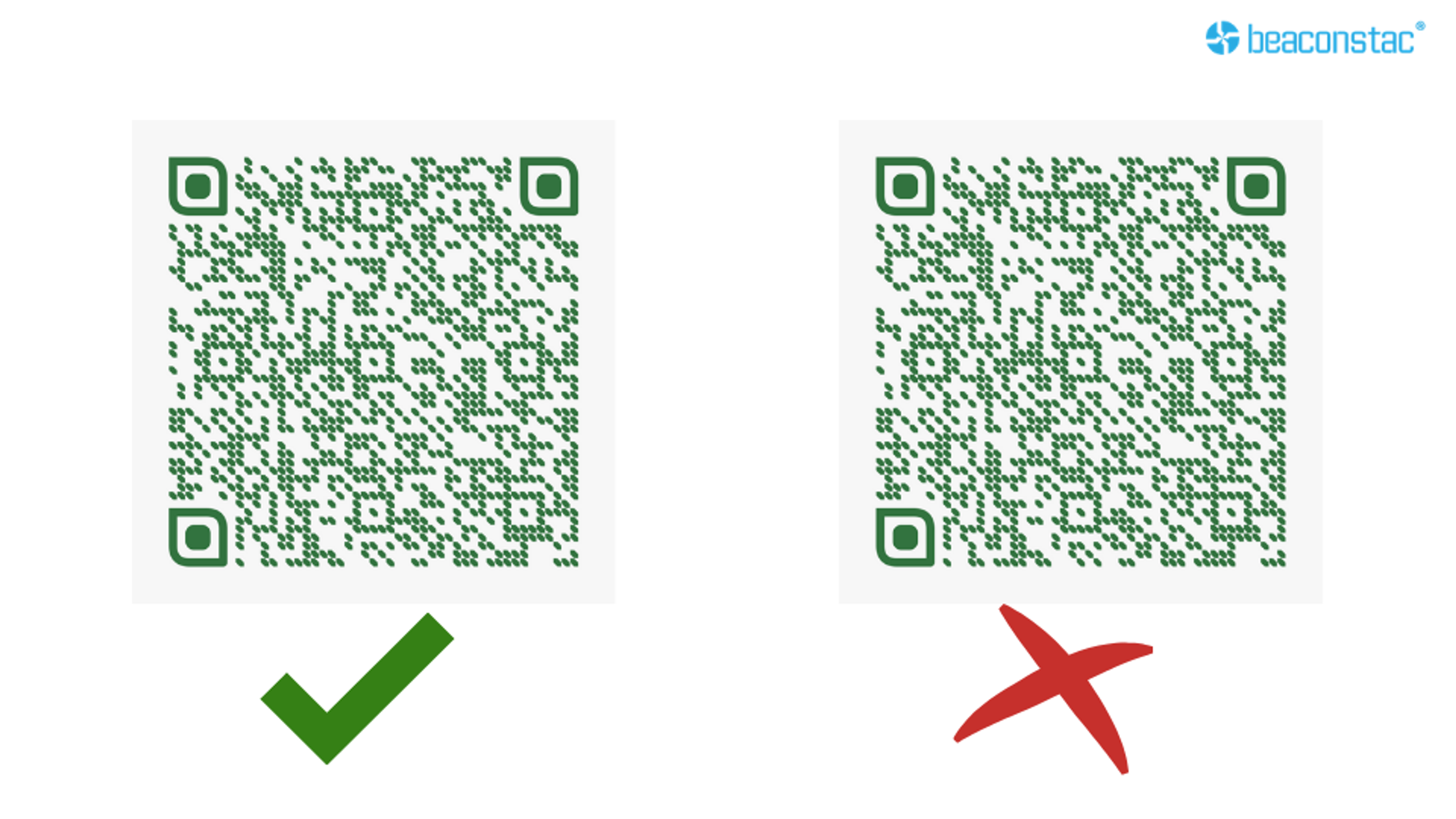 Comparison showing a working QR Code vs one that no longer functions due to expiration.