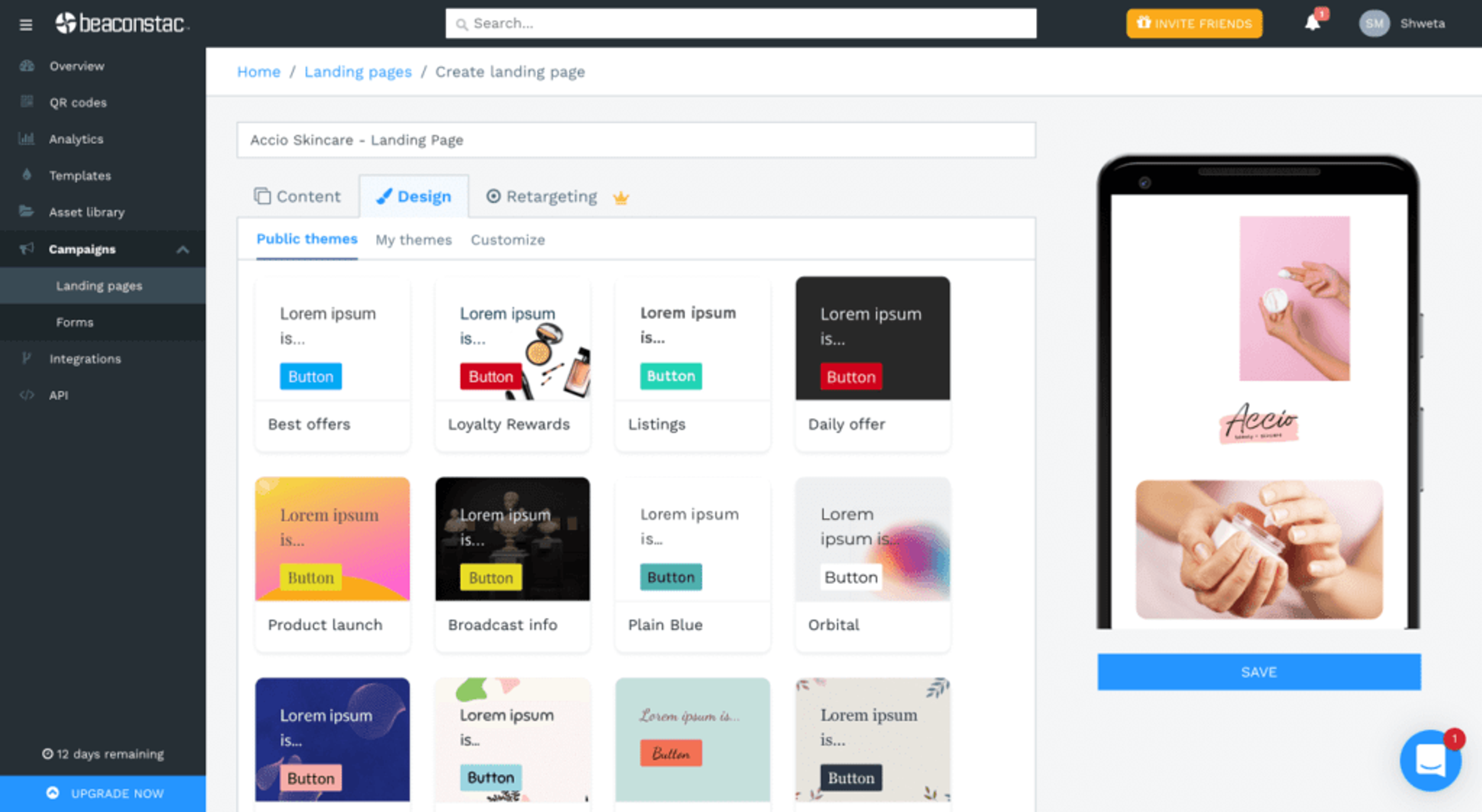 Design your landing page