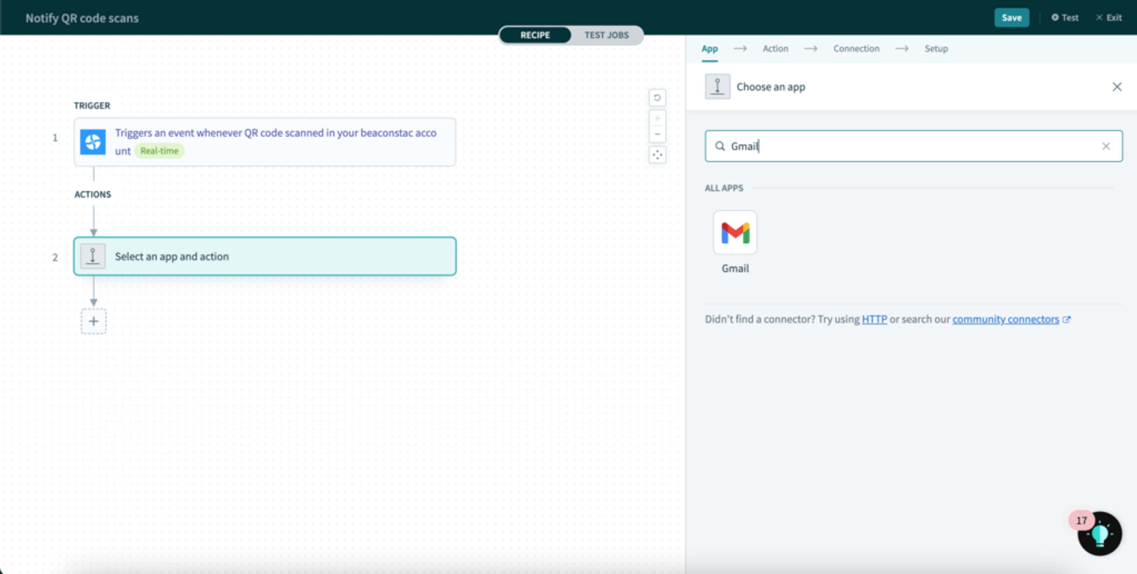 Select the action required after QR Code is scanned.