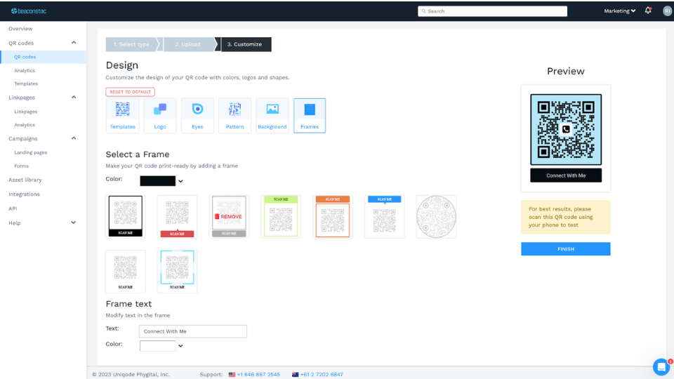 Customize the QR Code of your virtual business card batch