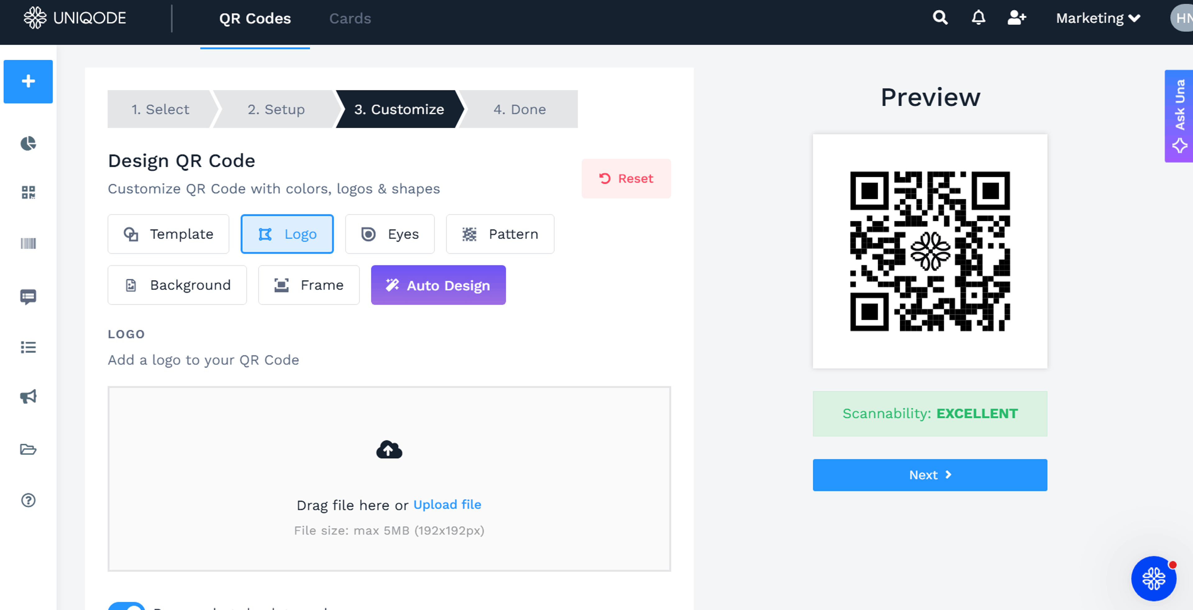 customize your QR Code on Uniqode