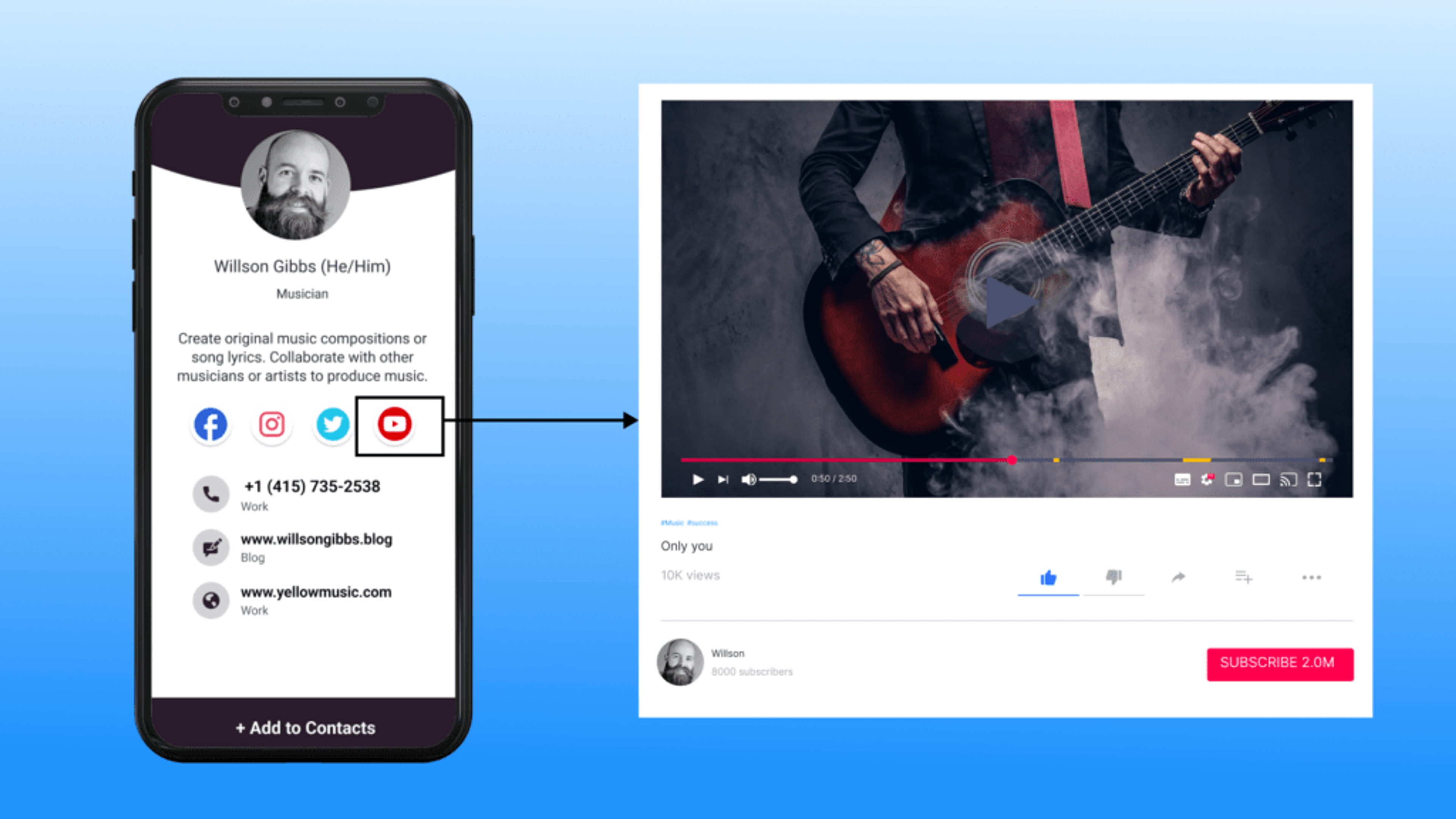 YouTube business card template for musicians