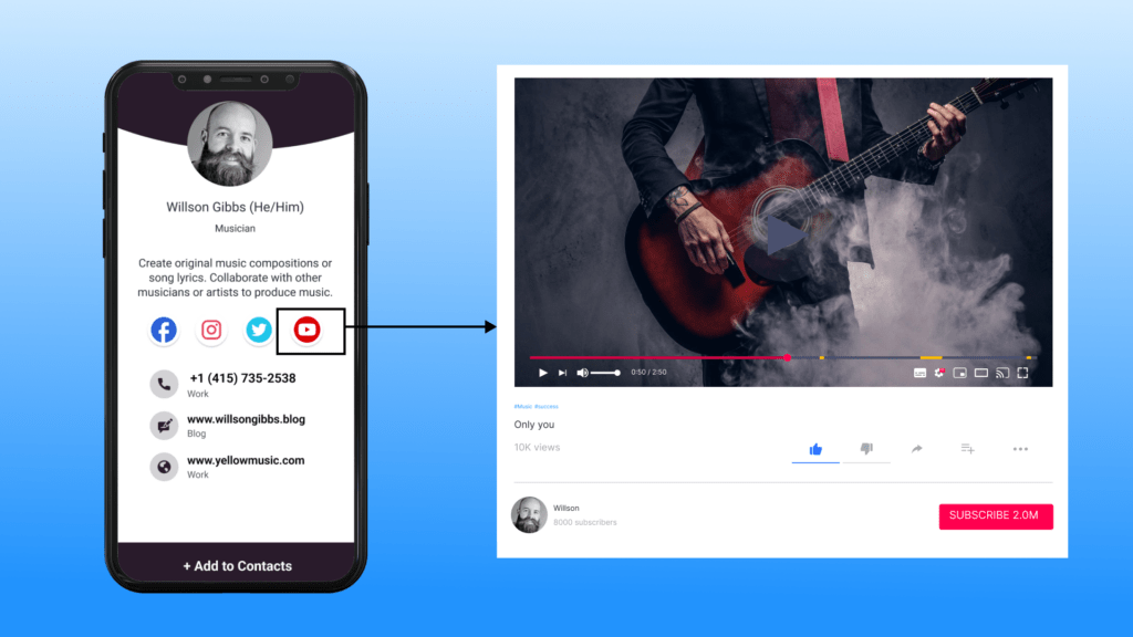 YouTube business card template for musicians