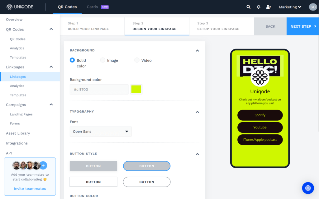 Design your playlist Linkpage as per your brand